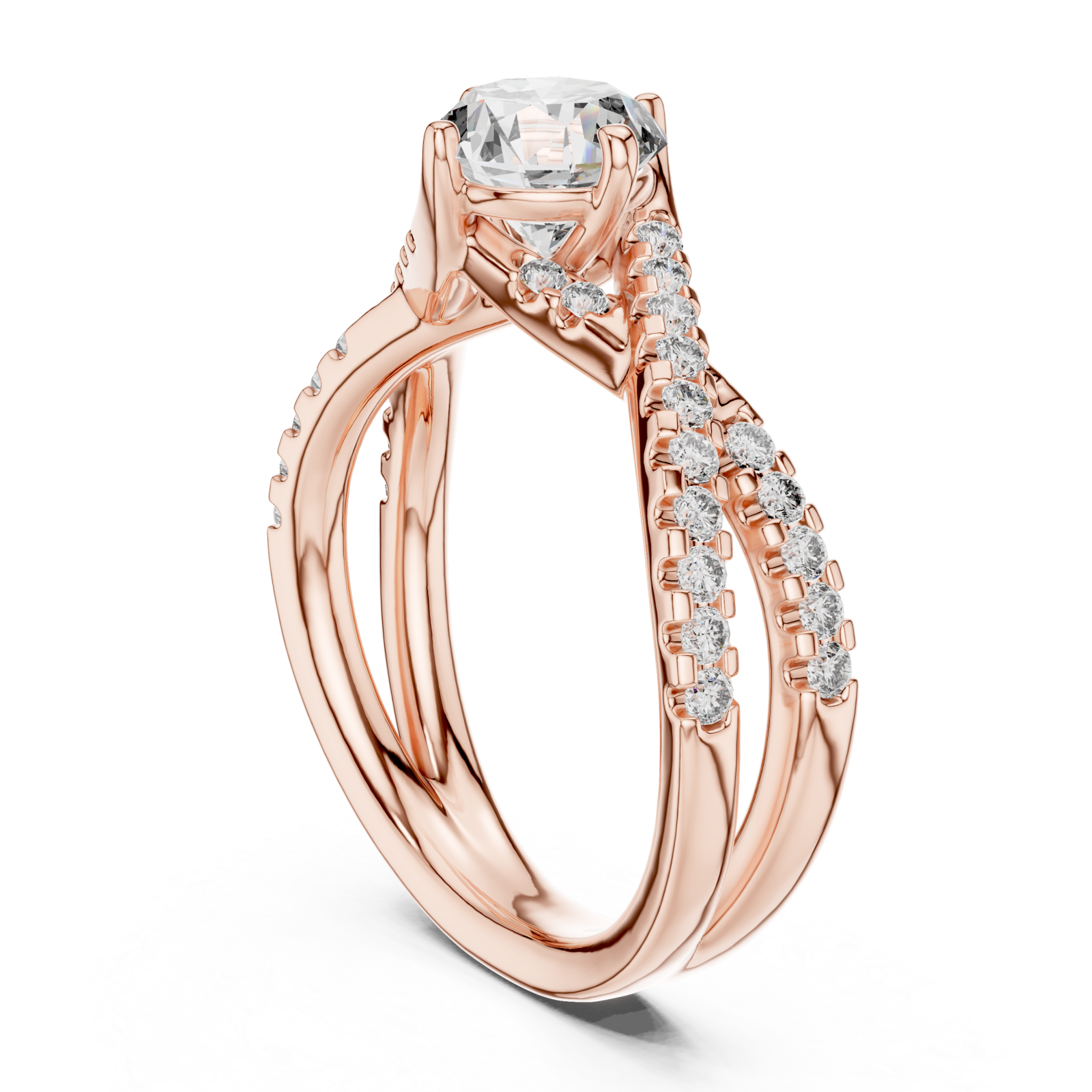  Rose Gold Whispering Allure Petite Band Ring Left View