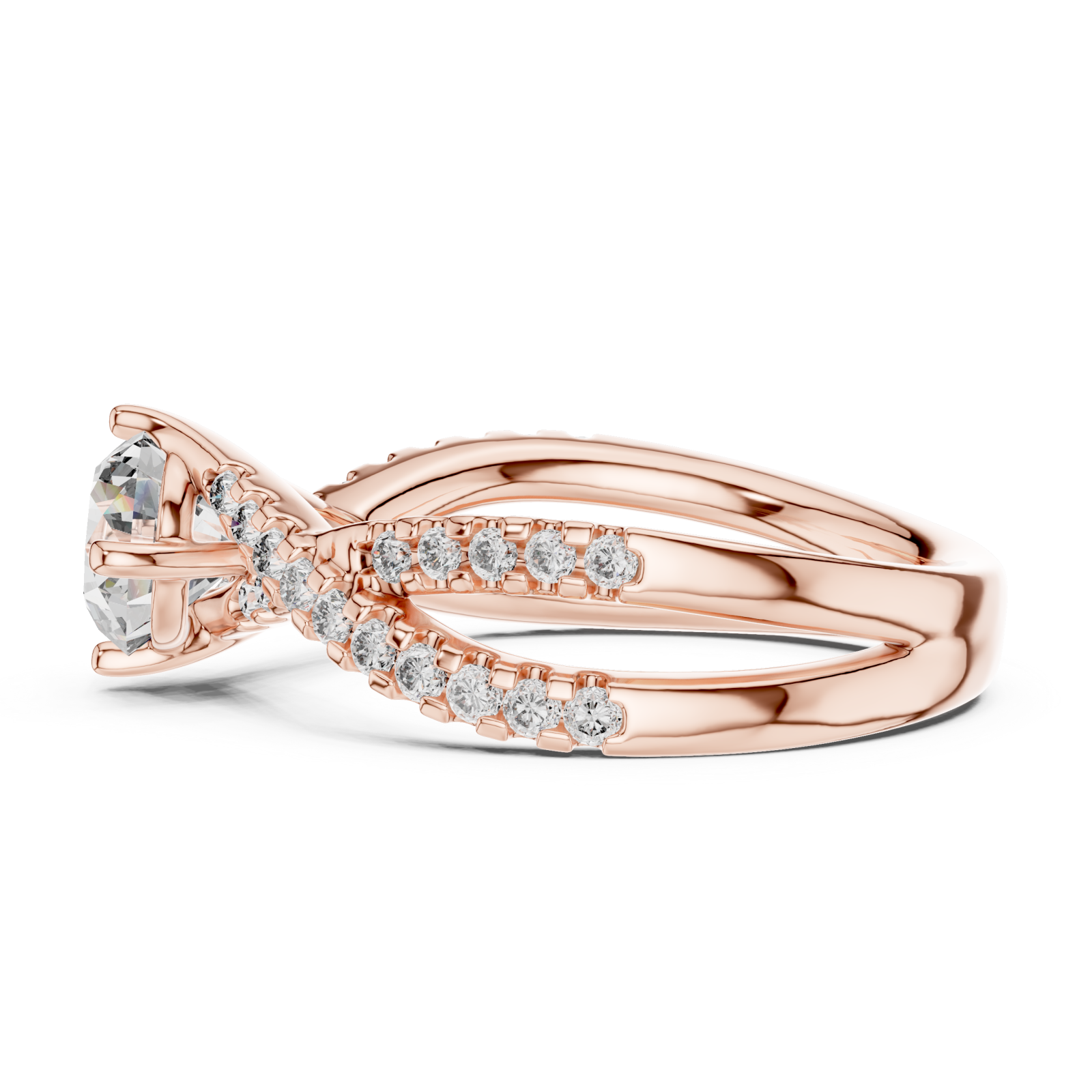  Rose Gold Whispering Allure Petite Band Ring Side View