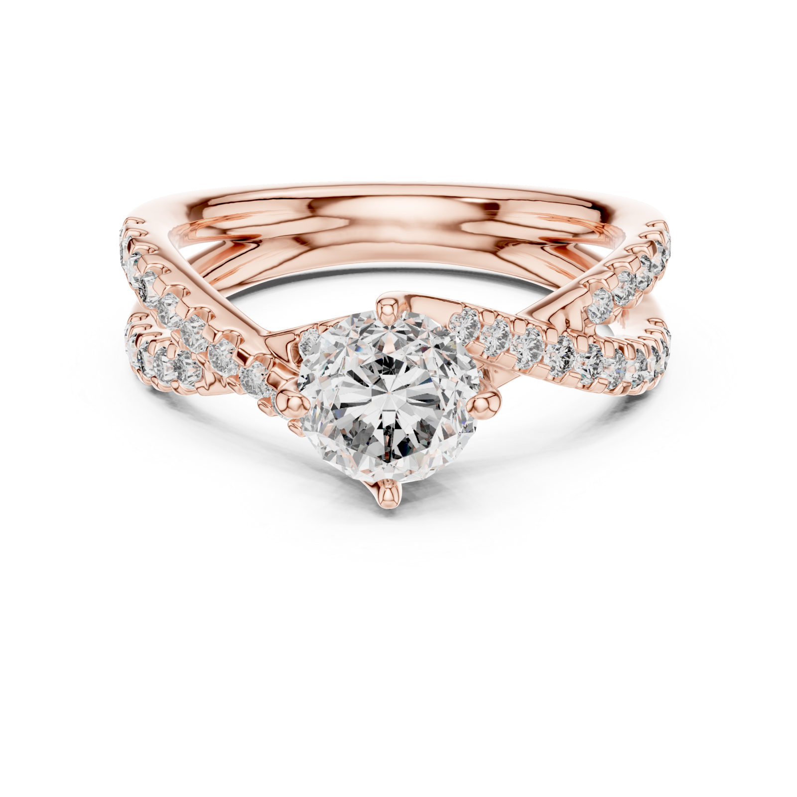  Rose Gold Whispering Allure Petite Band Ring Front View