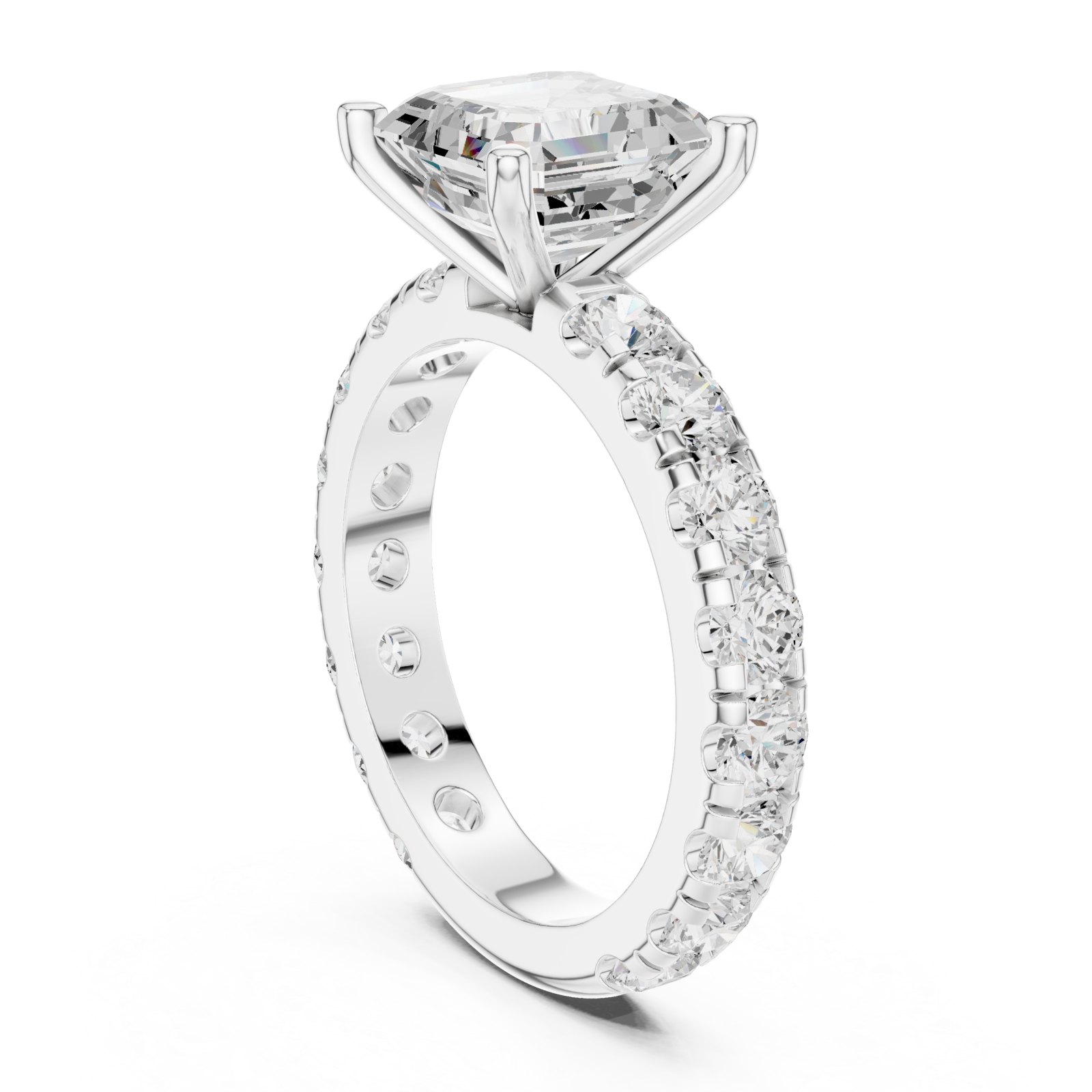  White Gold Timeless Allure Cushion Engagement Ring Left View