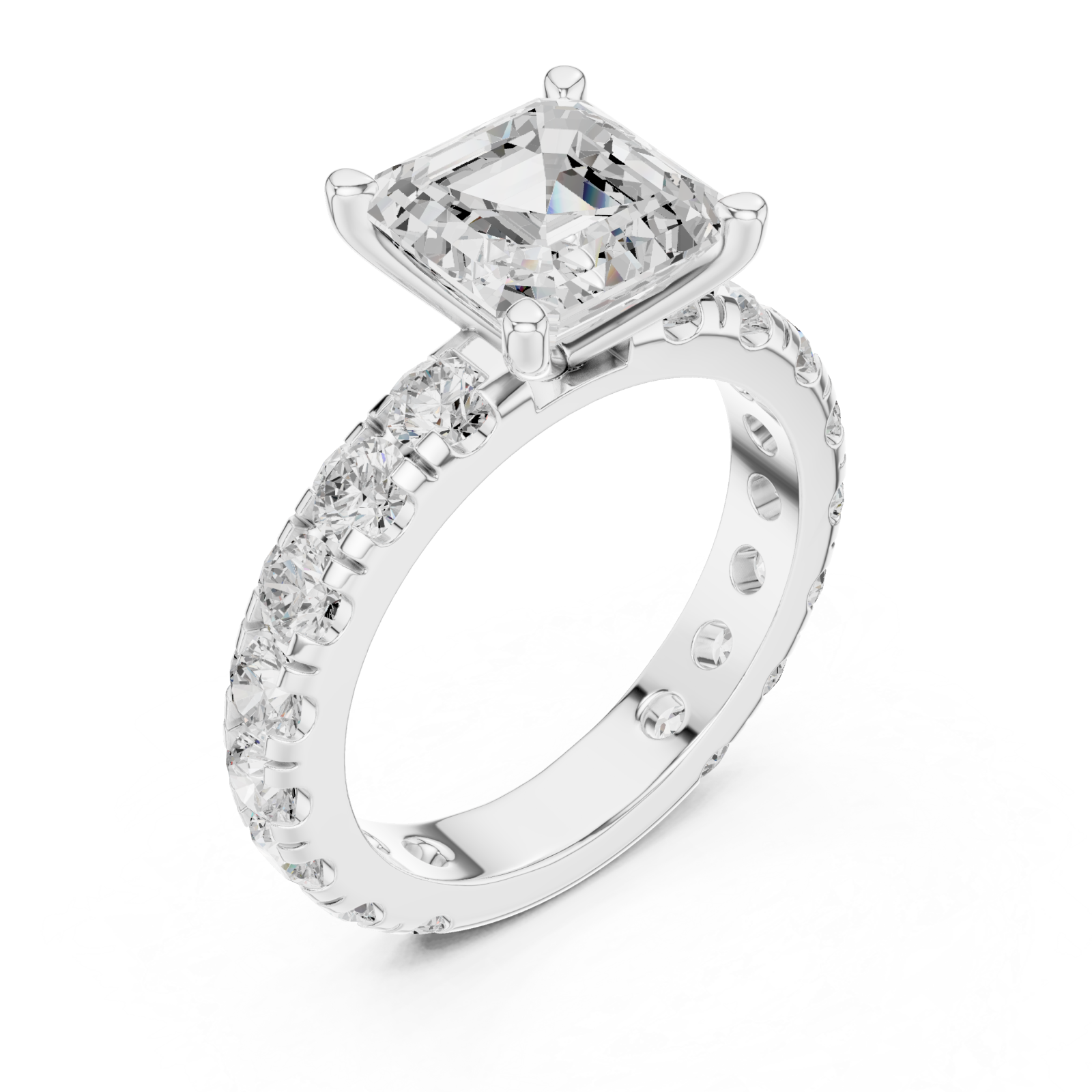  White Gold Timeless Allure Cushion Engagement Ring Right View