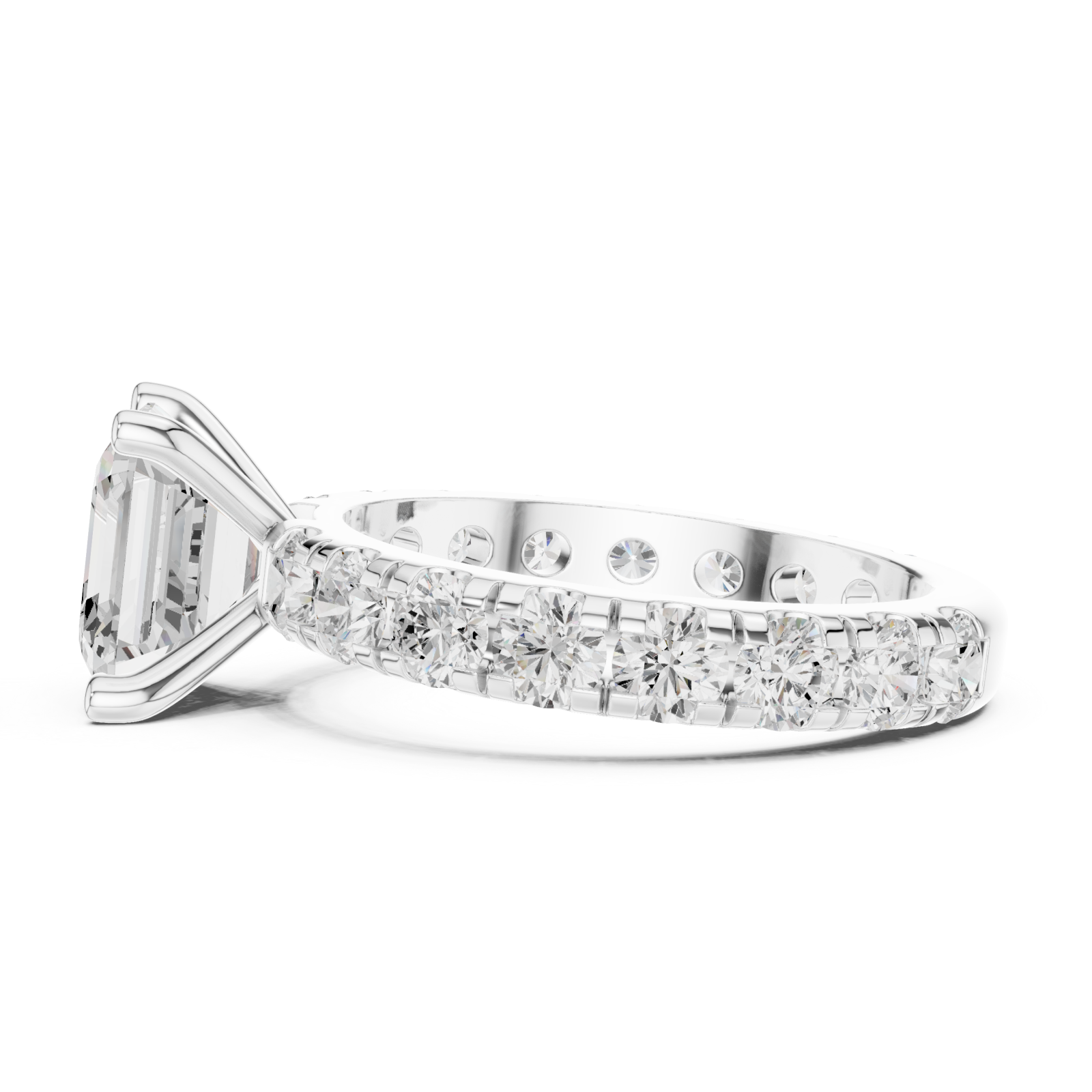  White Gold Timeless Allure Cushion Engagement Ring Side View