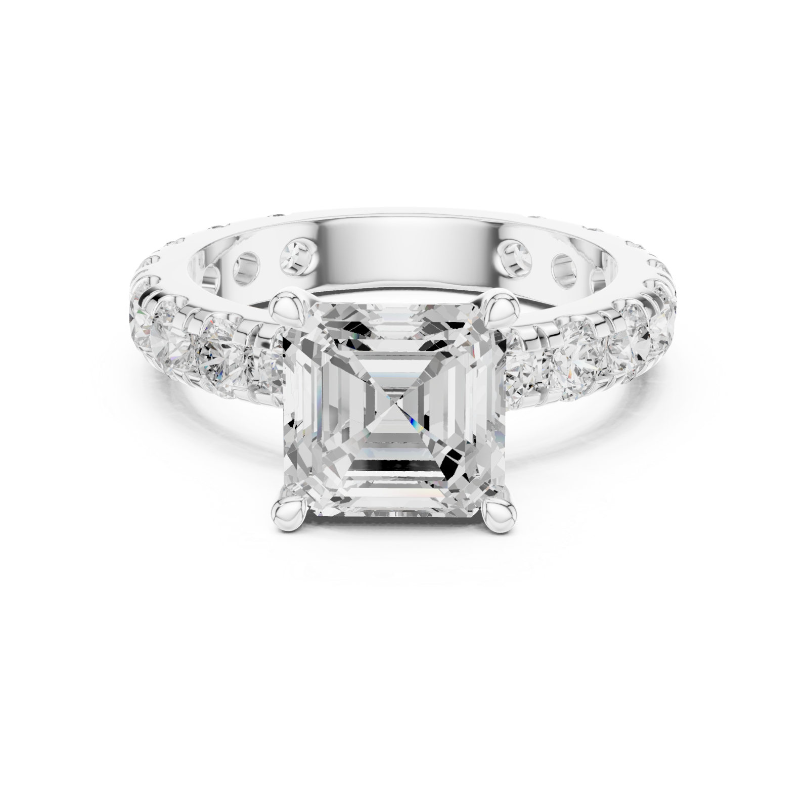  White Gold Timeless Allure Cushion Engagement Ring Front View