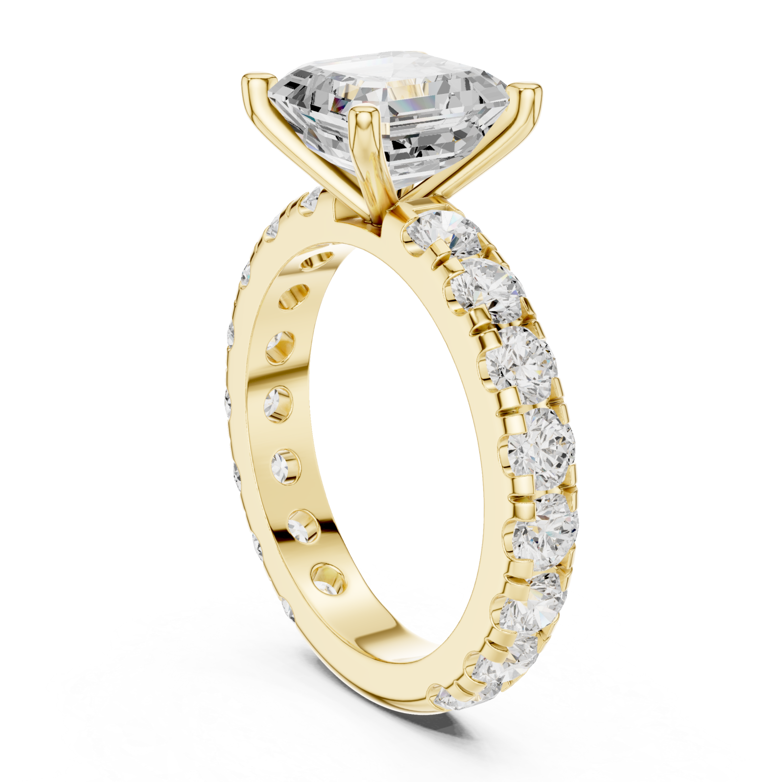  Gold Timeless Allure Cushion Engagement Ring Left View