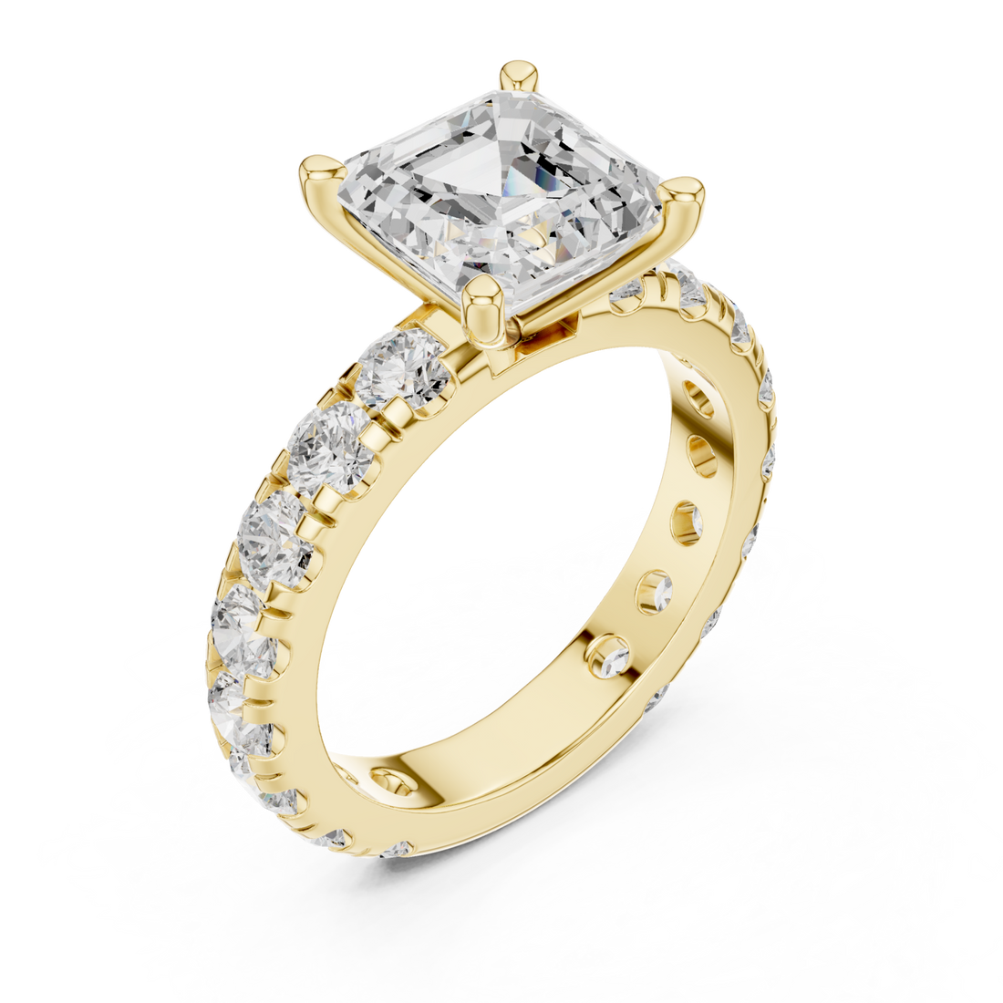 Gold Timeless Allure Cushion Engagement Ring Right View