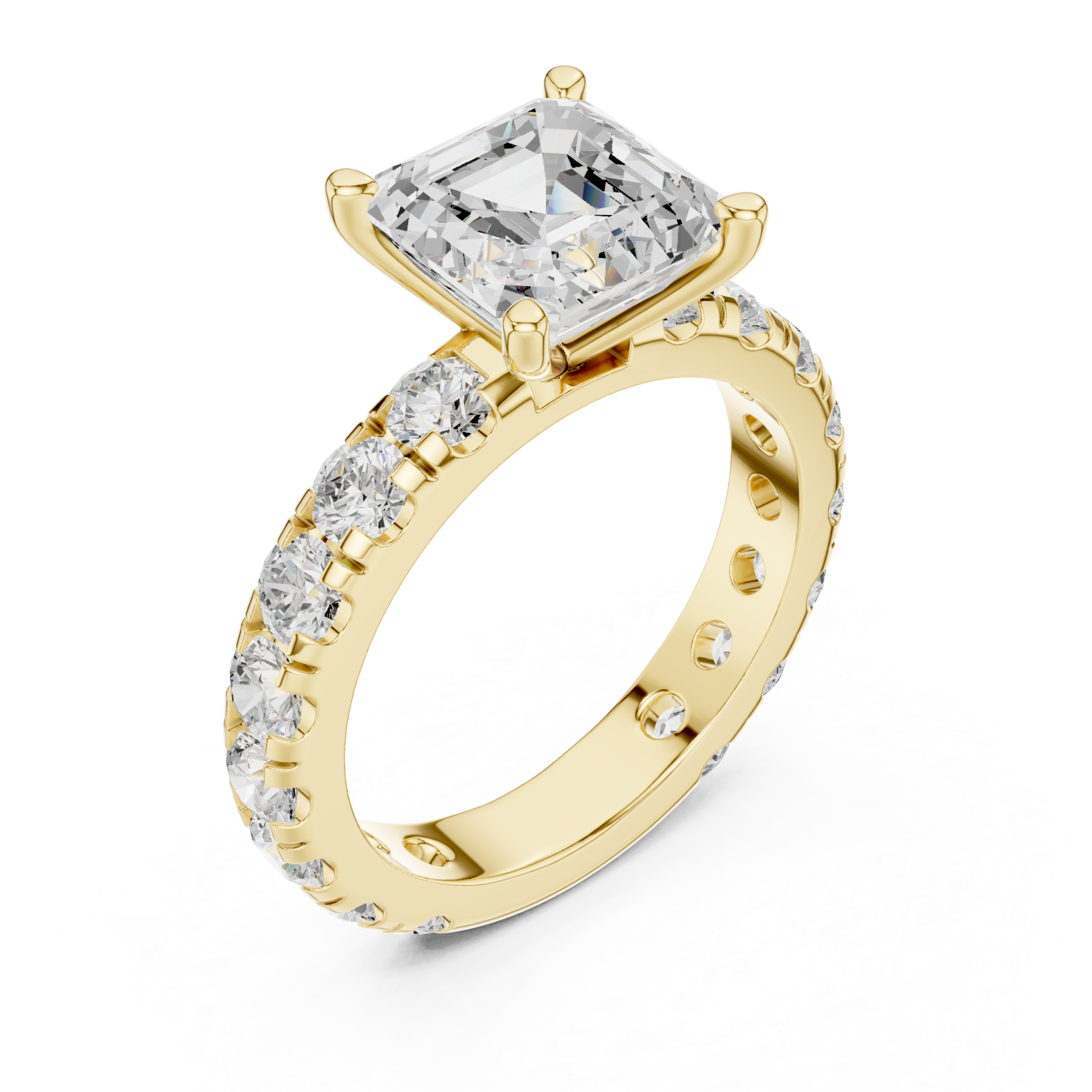 Gold Timeless Allure Cushion Engagement Ring Right View