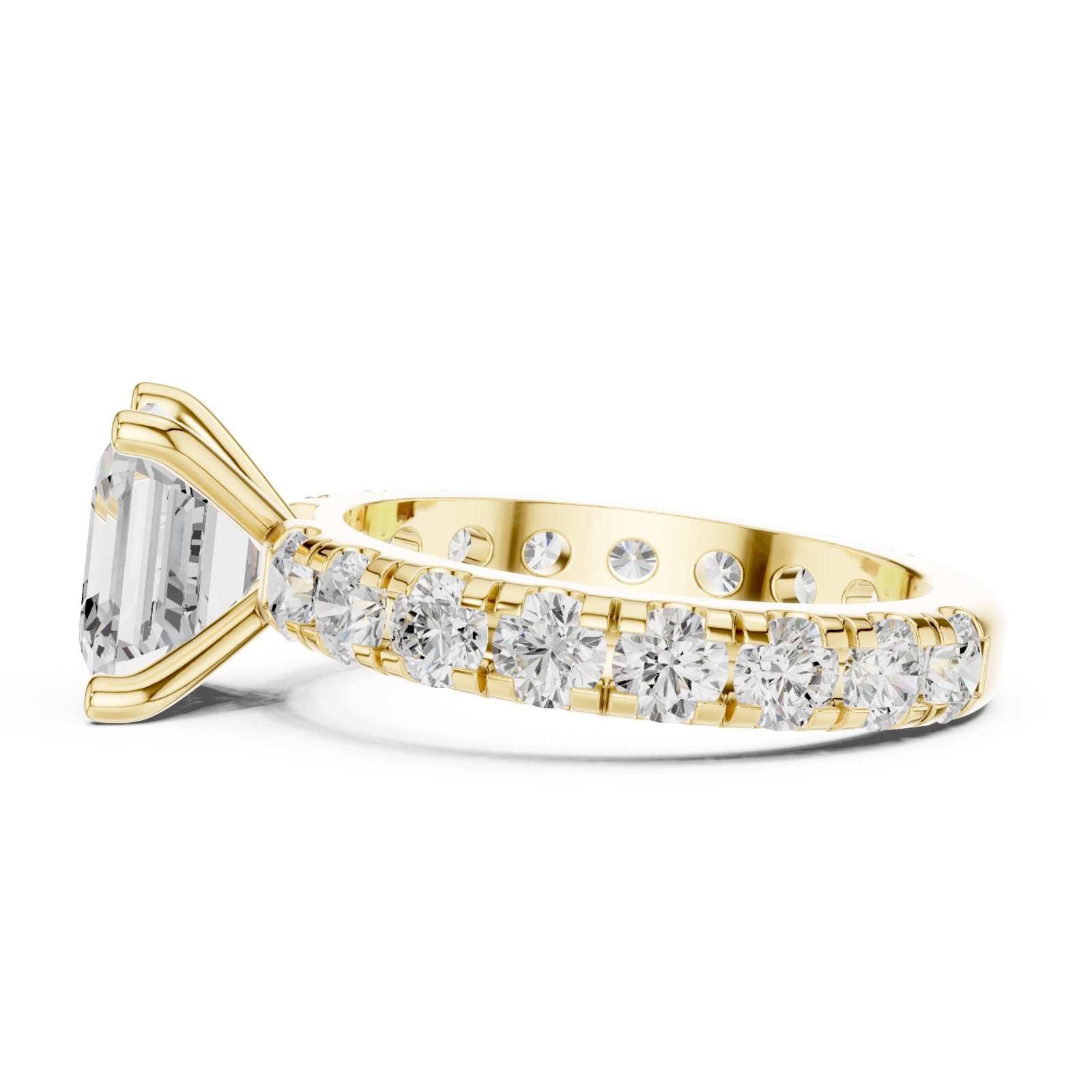  Gold Timeless Allure Cushion Engagement Ring Side View