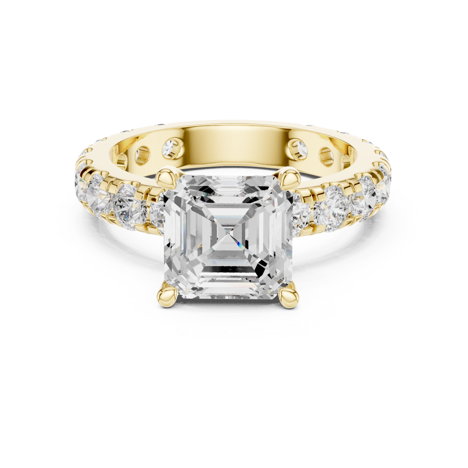  Gold Timeless Allure Cushion Engagement Ring Front View