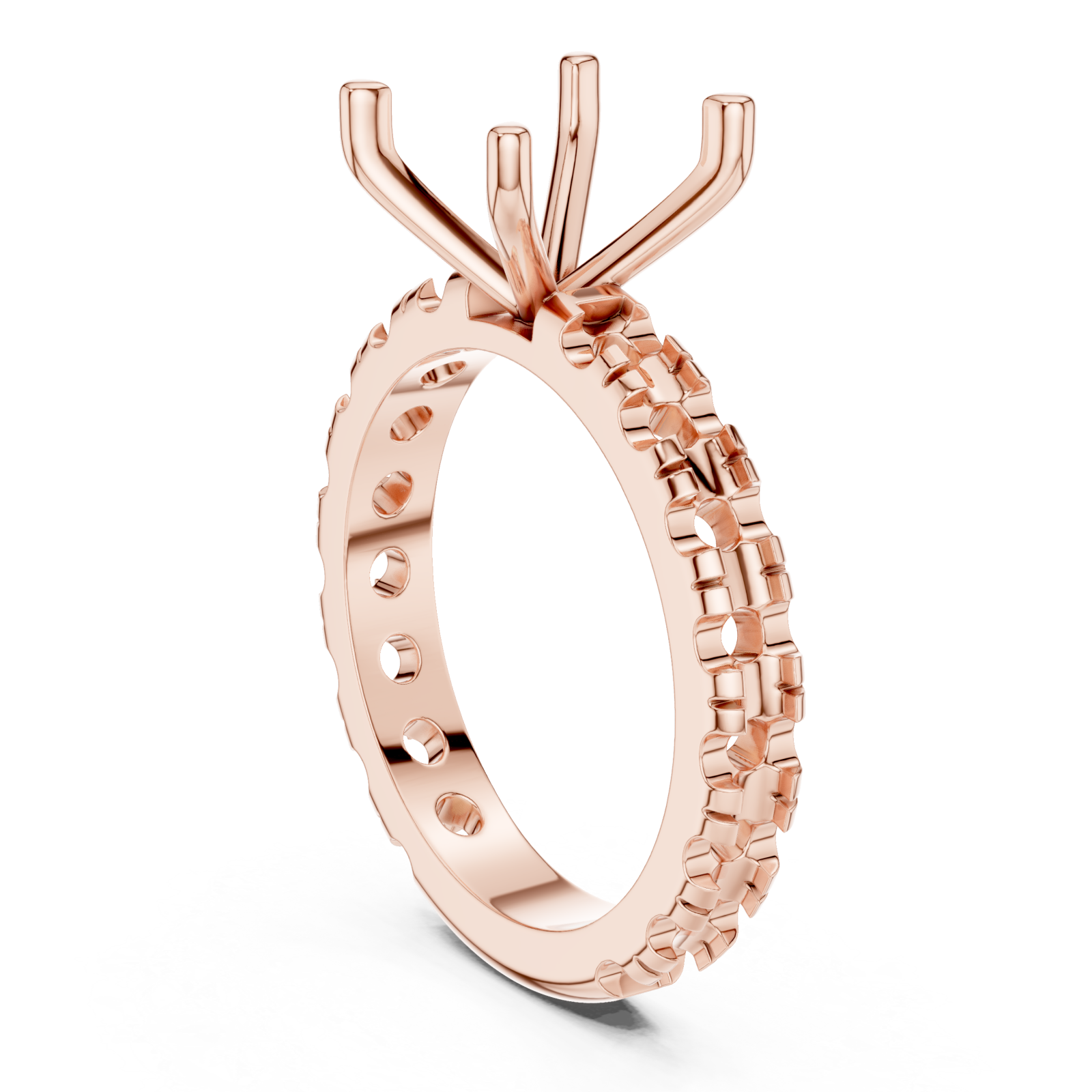 Rose Gold Graceful Mosaic Eternity Band Left View