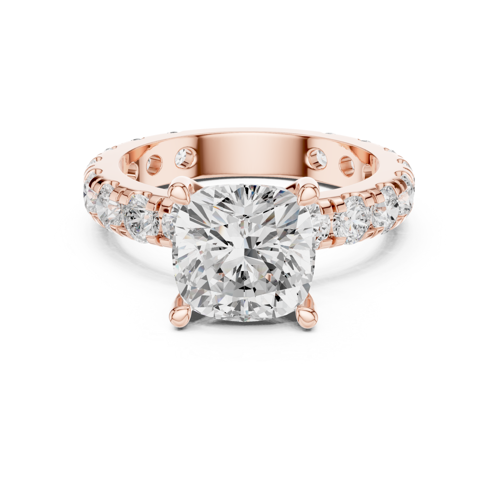  Rose Gold Graceful Mosaic Eternity Band Front View