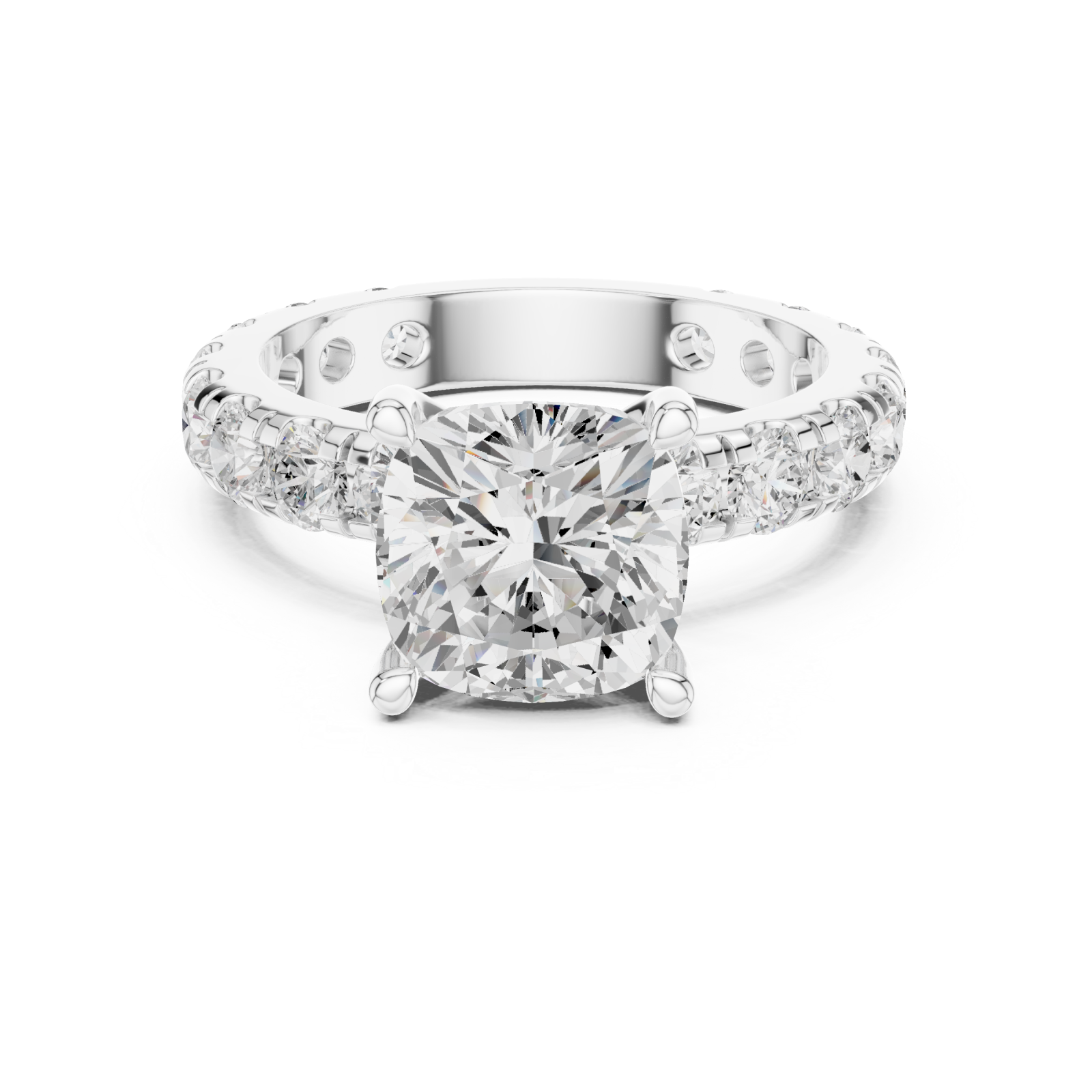  White Gold Graceful Mosaic Eternity Band Front View