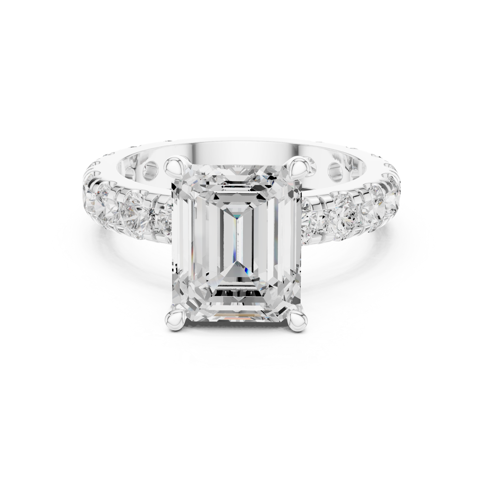  White Gold Infinite Luxe Halo Empress Band Ring Front View