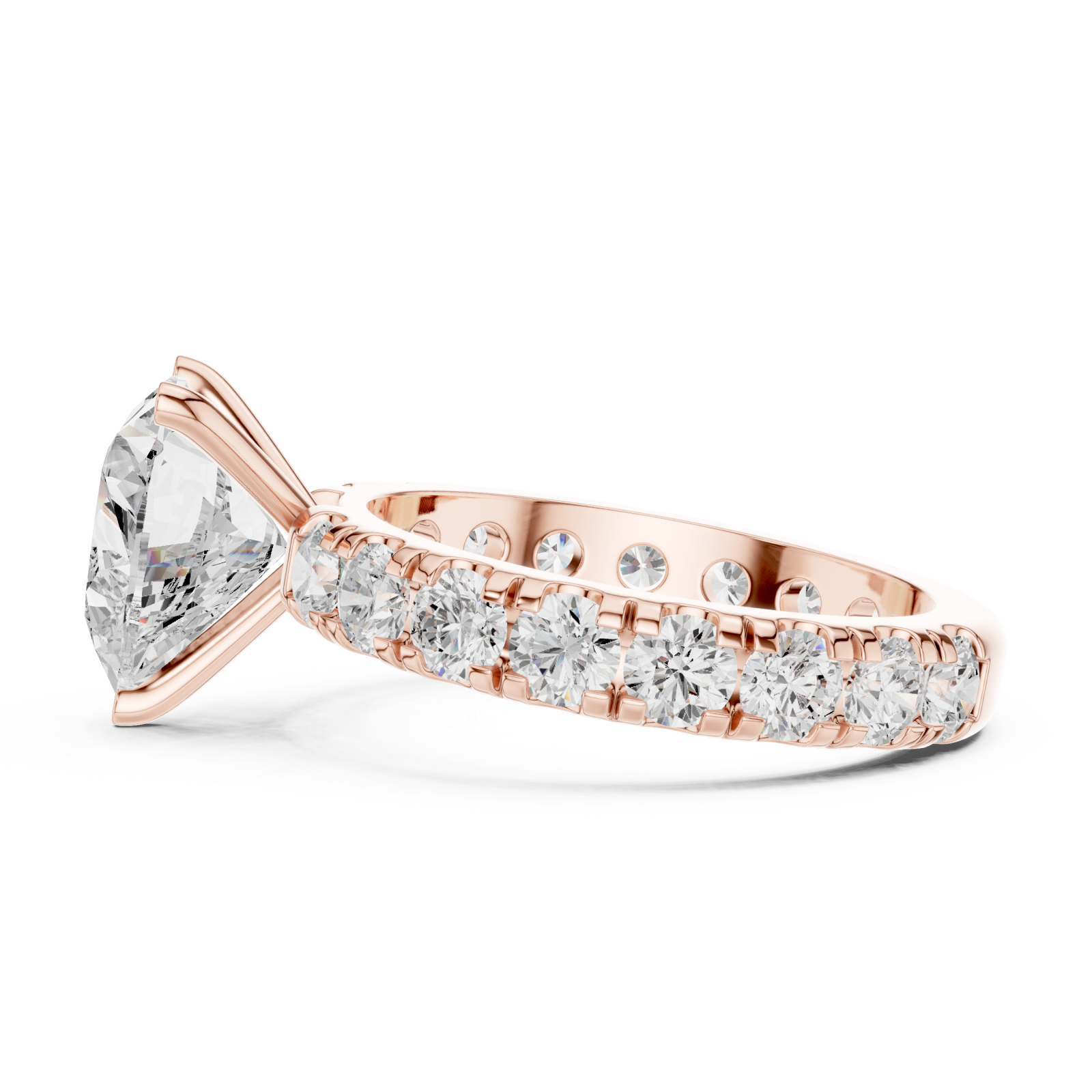  Rose Gold Luminous Heart Serenade Signature Engagement Ring Side View
