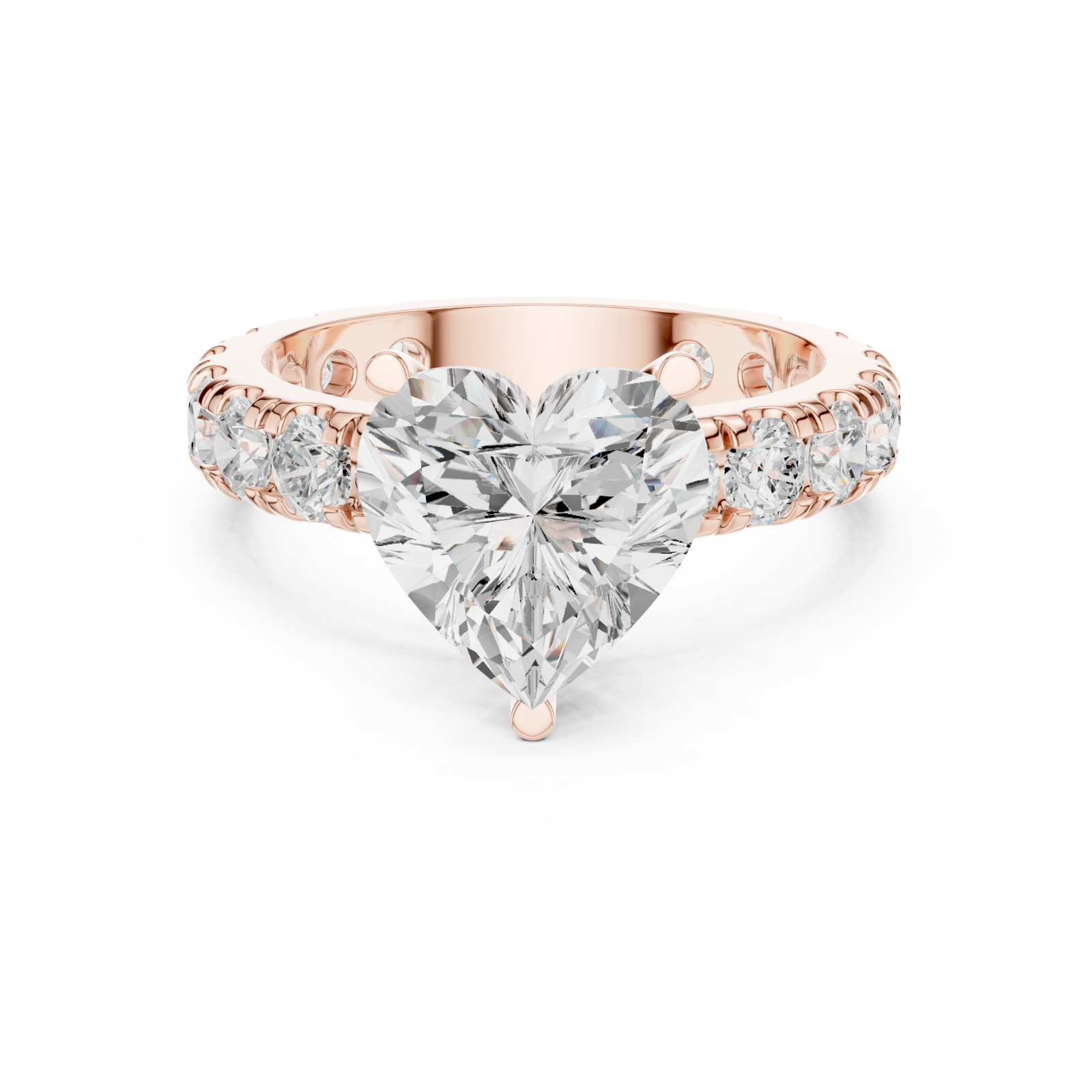  Rose Gold Luminous Heart Serenade Signature Engagement Ring Front View
