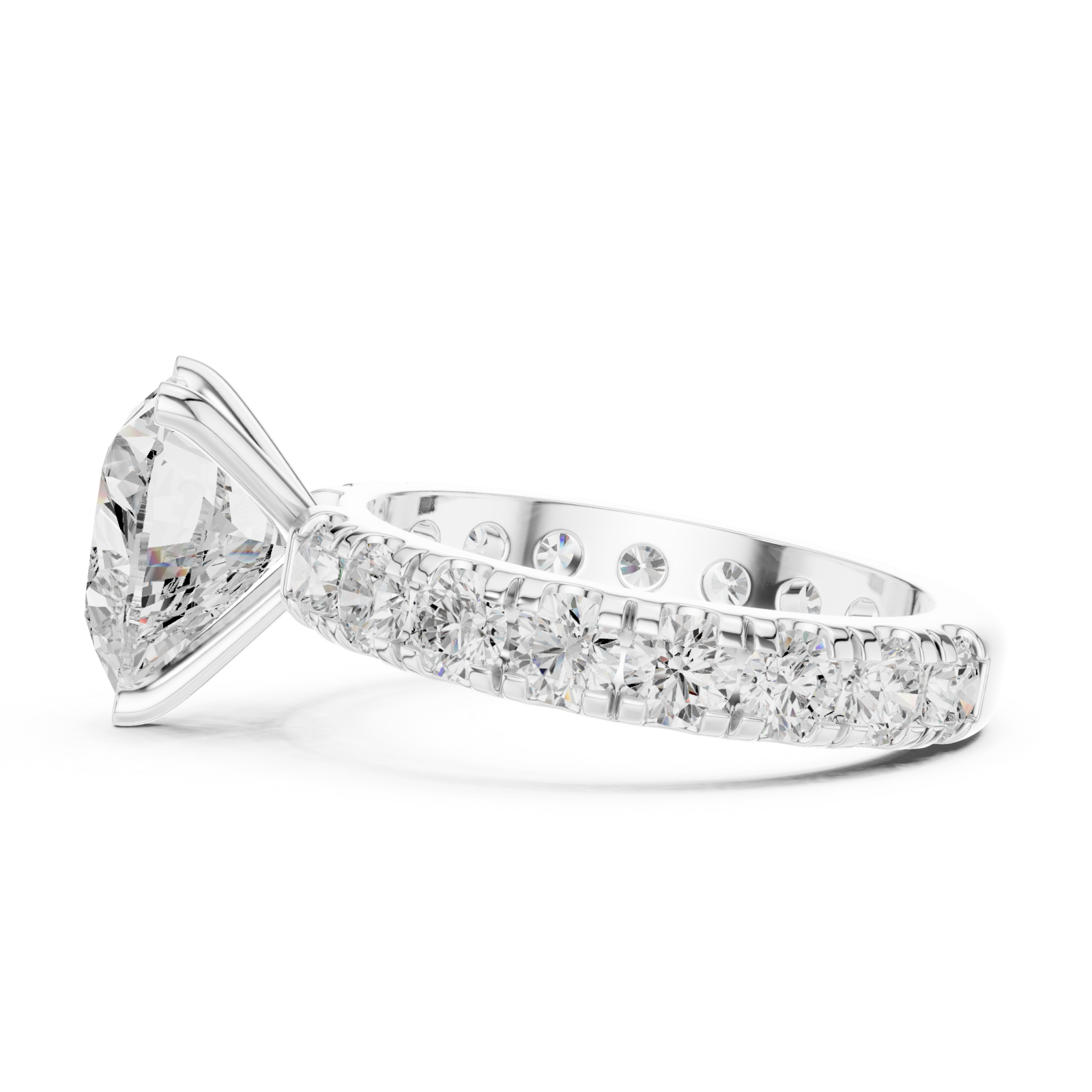  White Gold Luminous Heart Serenade Signature Engagement Ring Side View