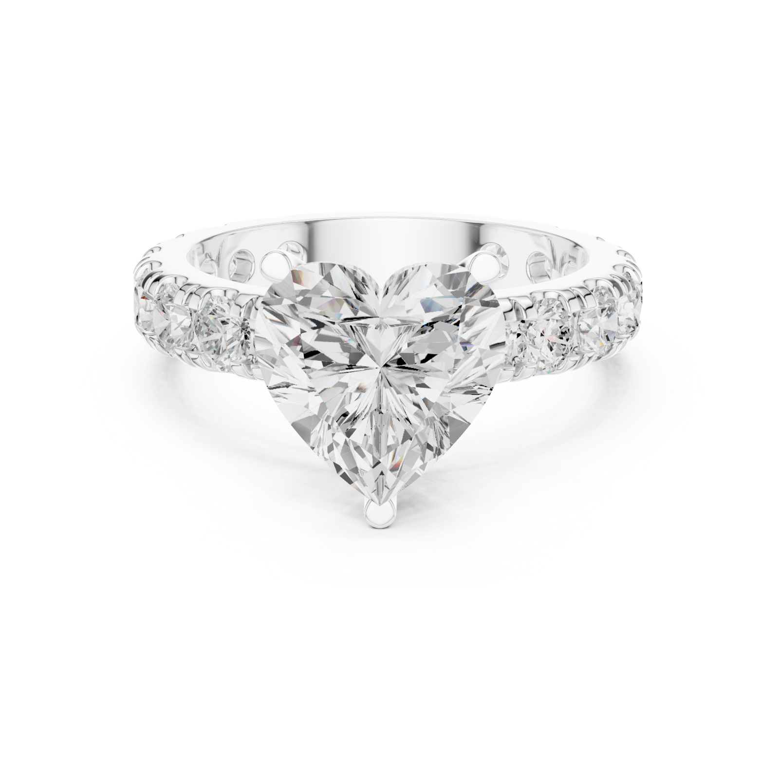  White Gold Luminous Heart Serenade Signature Engagement Ring Front View
