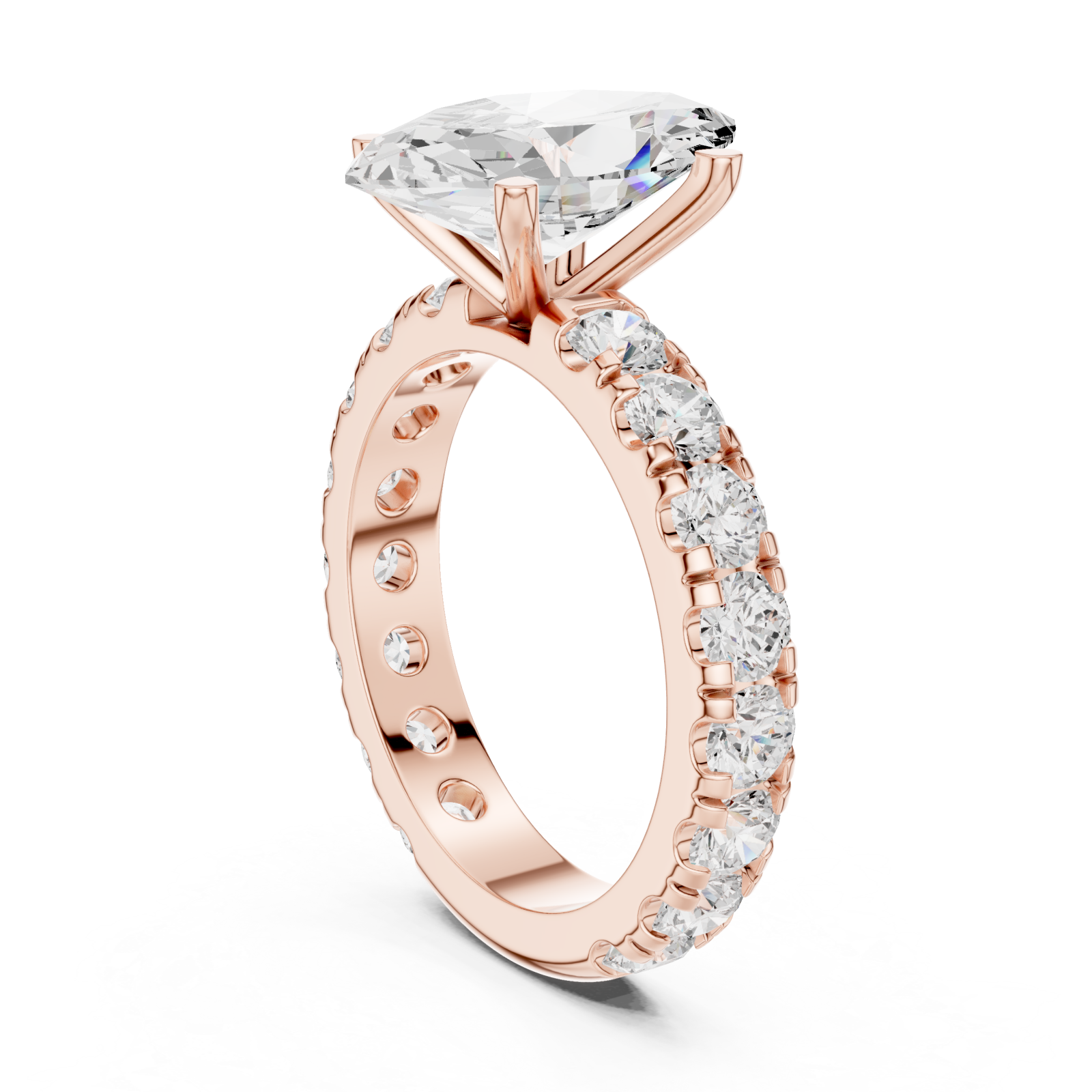  Rose Gold Waverly Grand Eternity Solitaire Band Left View