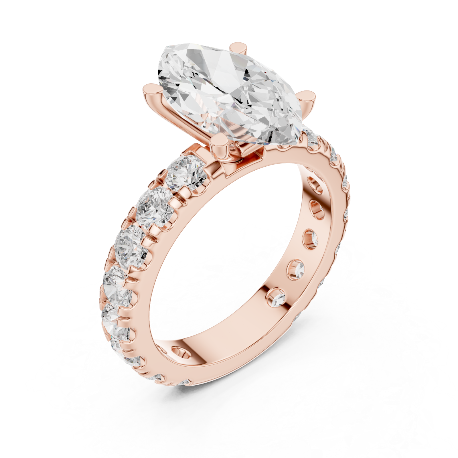  Rose Gold Waverly Grand Eternity Solitaire Band Right View