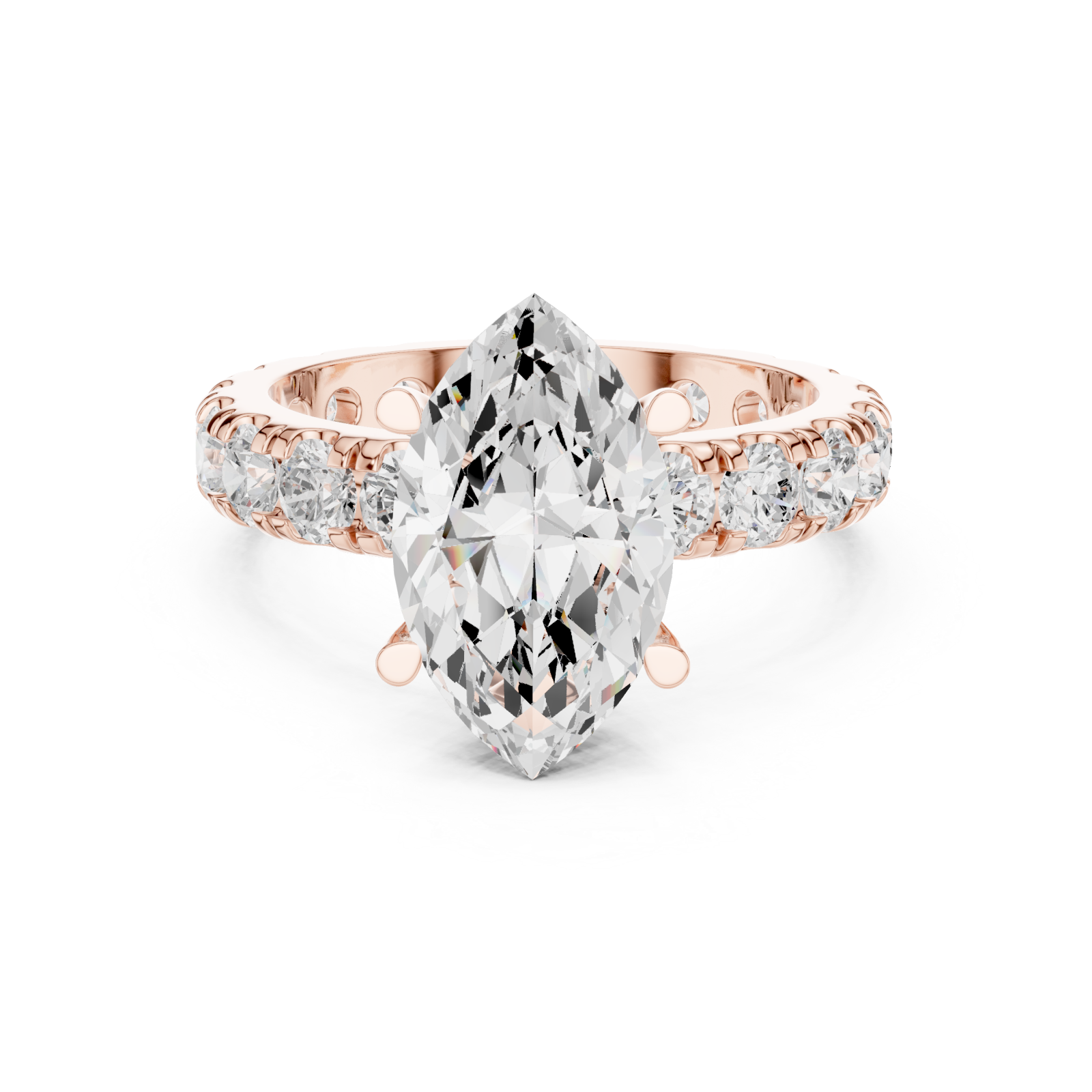  Rose Gold Waverly Grand Eternity Solitaire Band Front View
