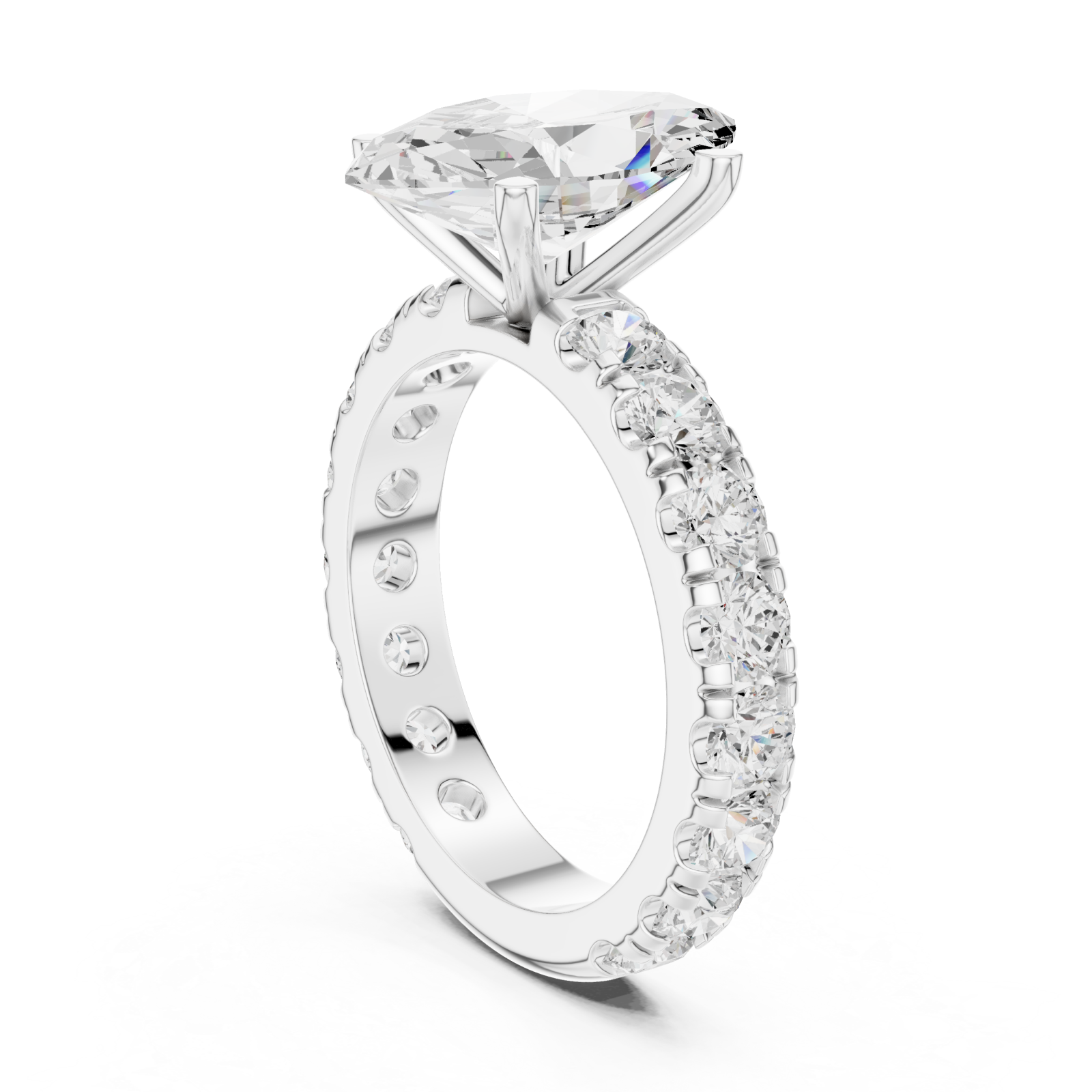  White Gold Waverly Grand Eternity Solitaire Band Left View