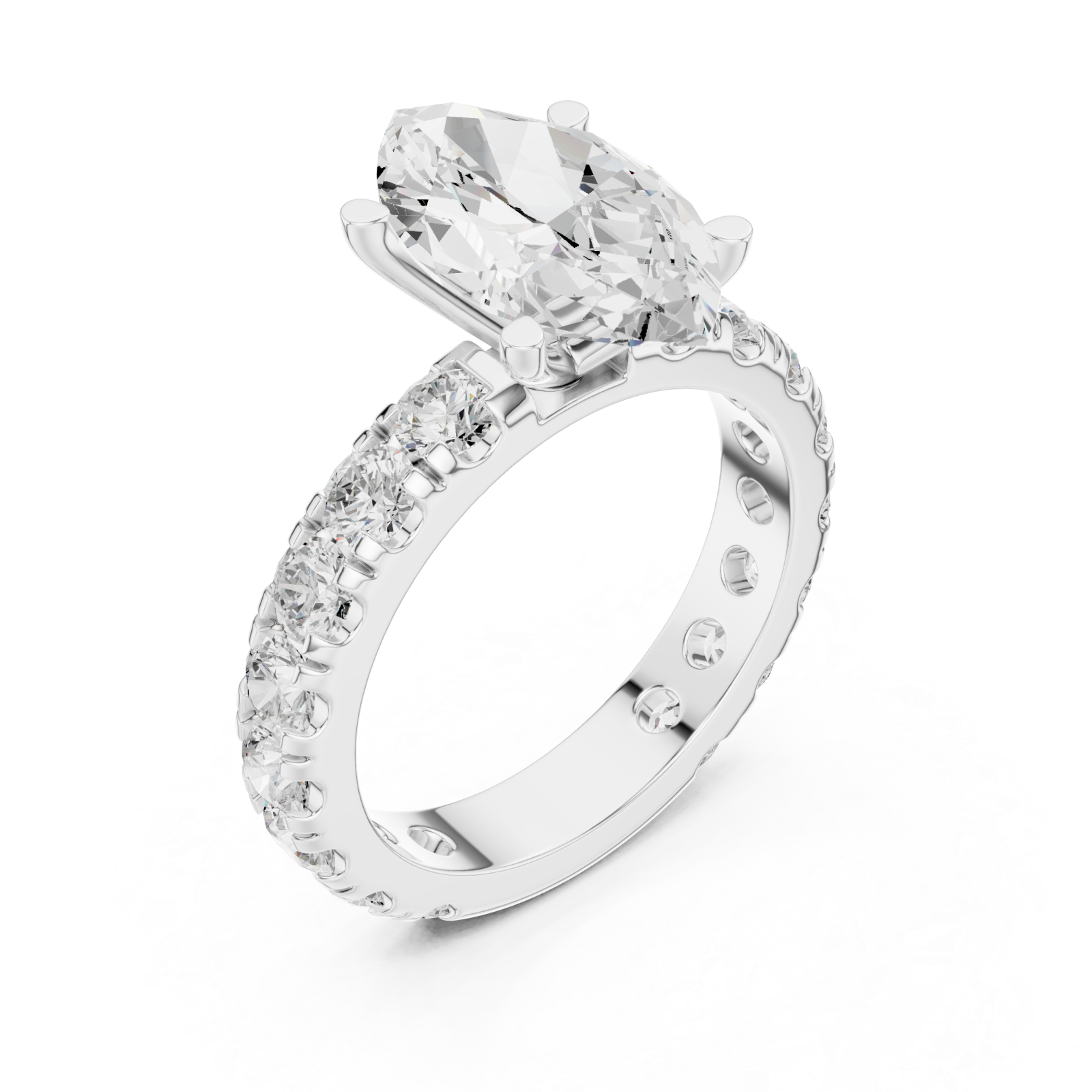  White Gold Waverly Grand Eternity Solitaire Band Right View