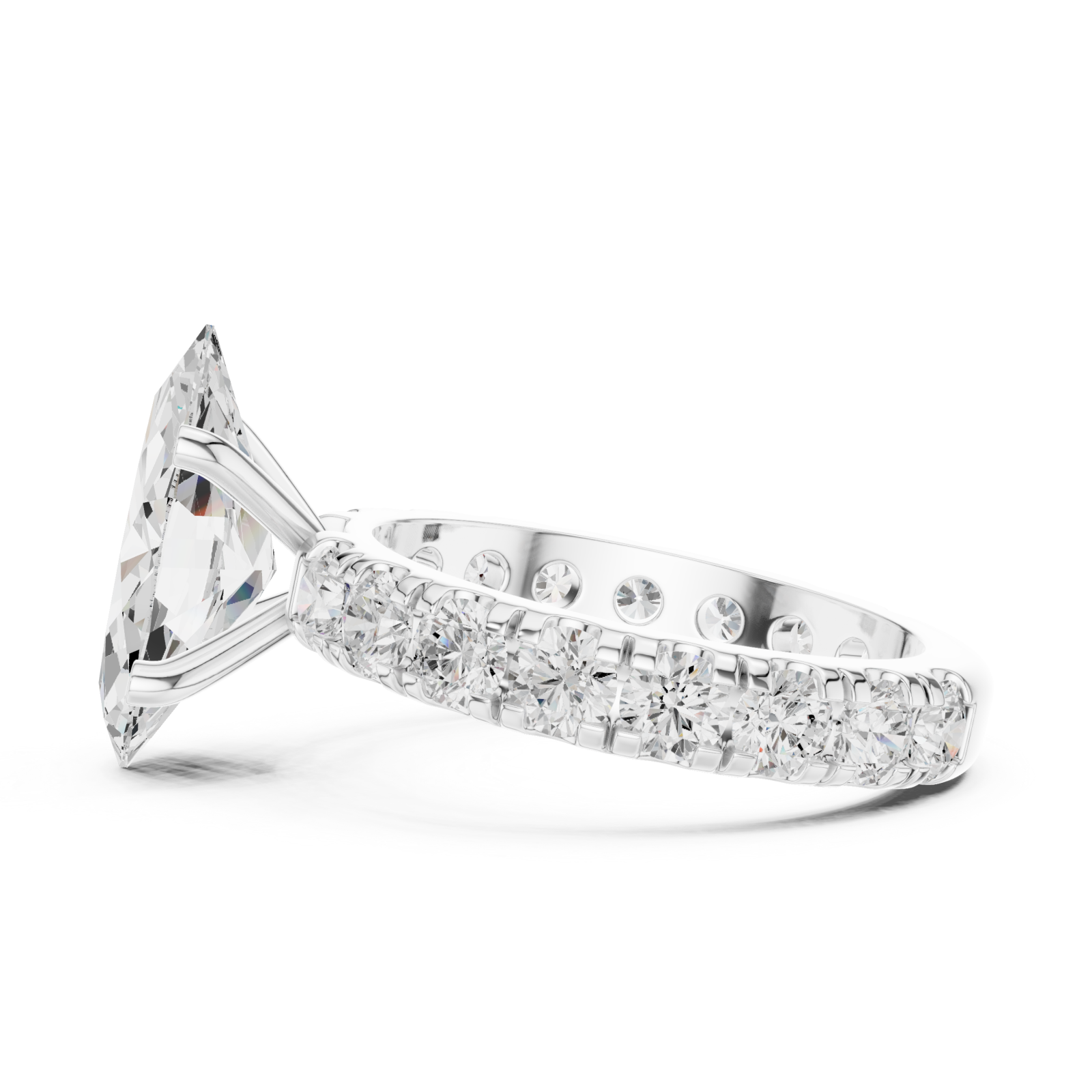  White Gold Waverly Grand Eternity Solitaire Band Side View