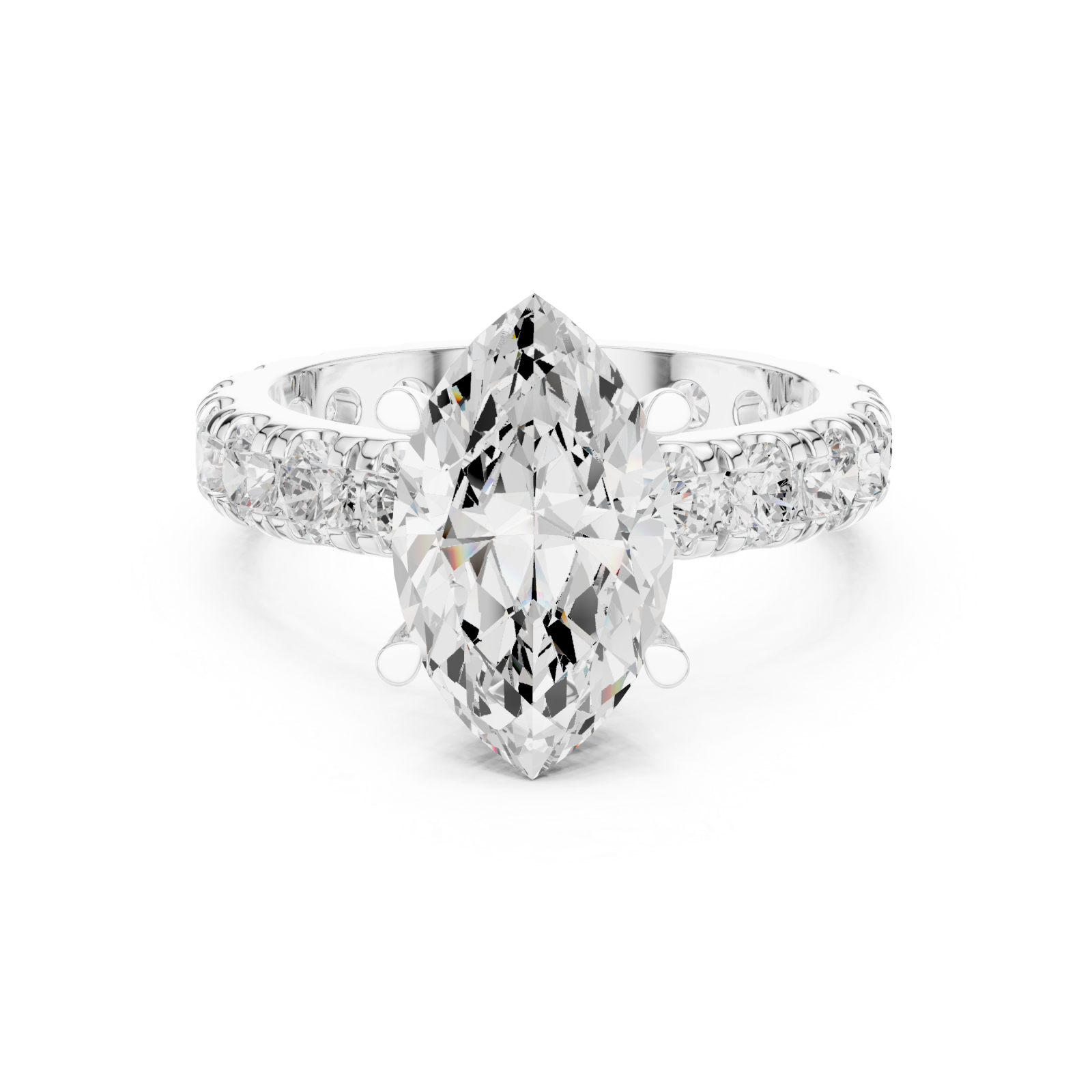  White Gold Waverly Grand Eternity Solitaire Band Front View