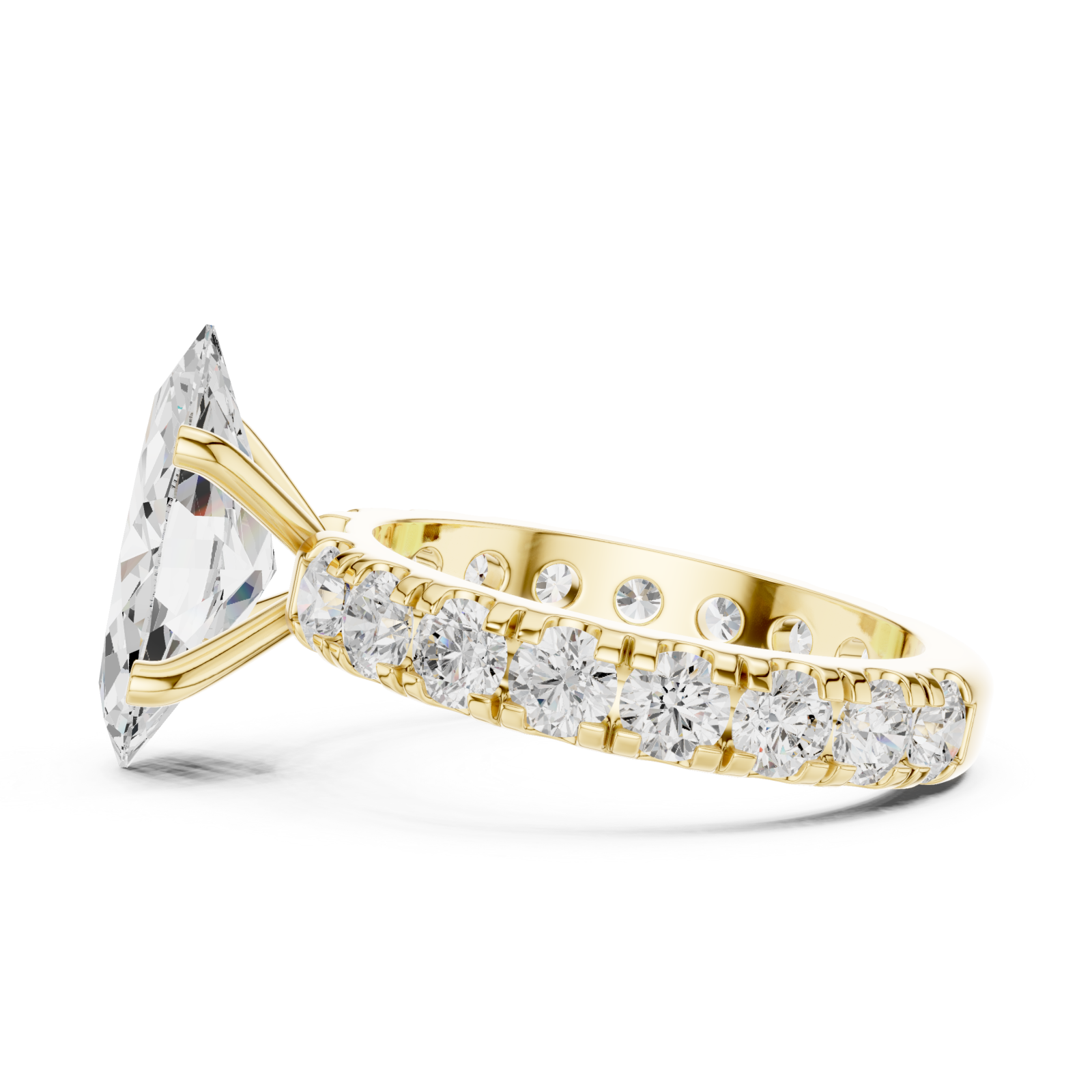  Gold Waverly Grand Eternity Solitaire Band Side View