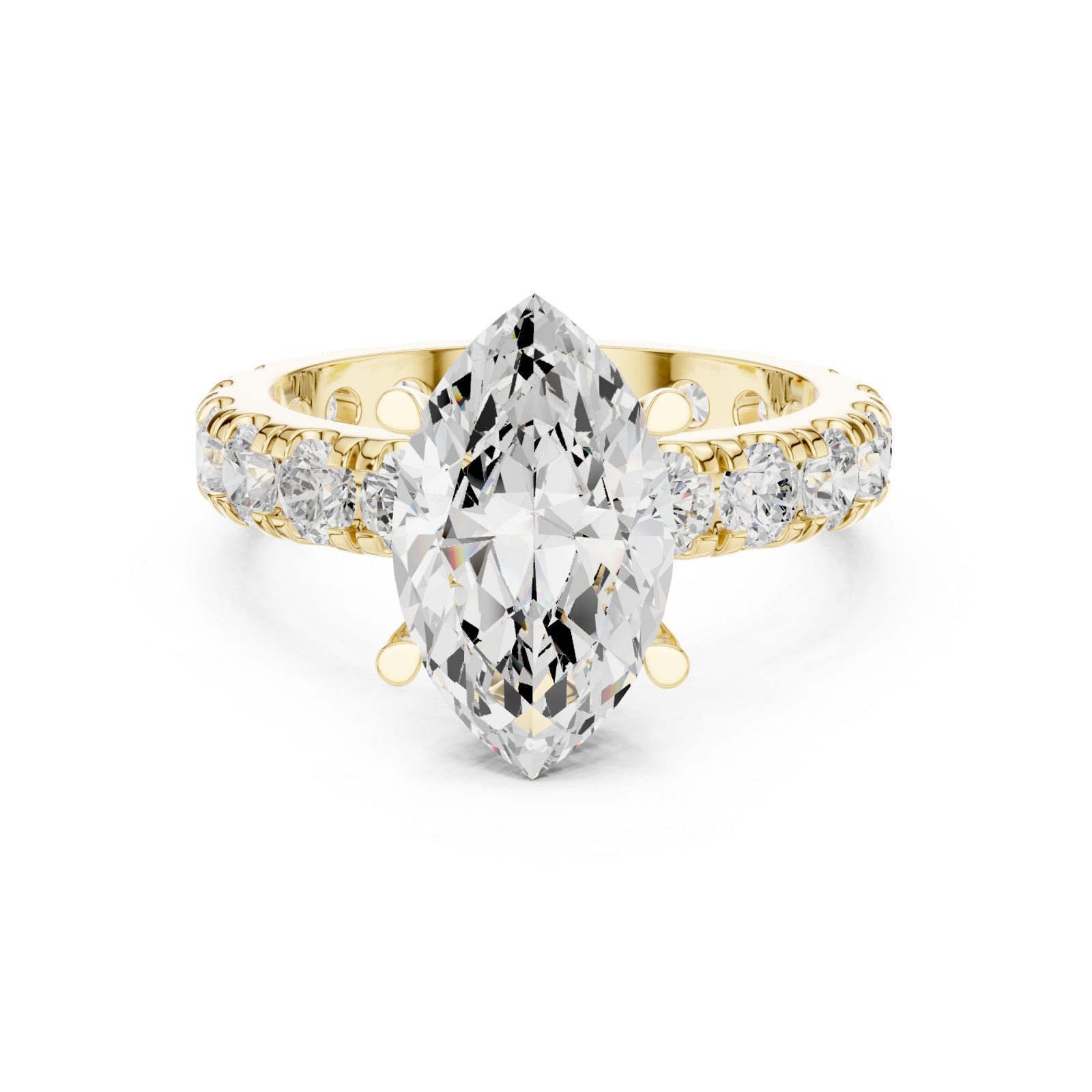  Gold Waverly Grand Eternity Solitaire Band Front View