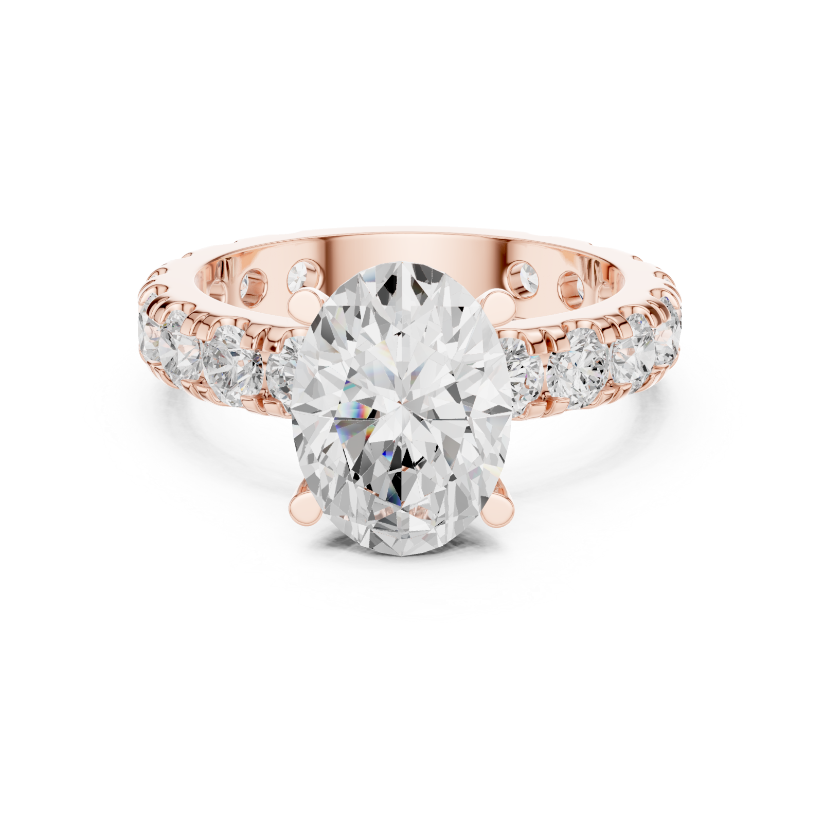  Rose Gold Pure Embrace Elegant Solitaire Ring Front View