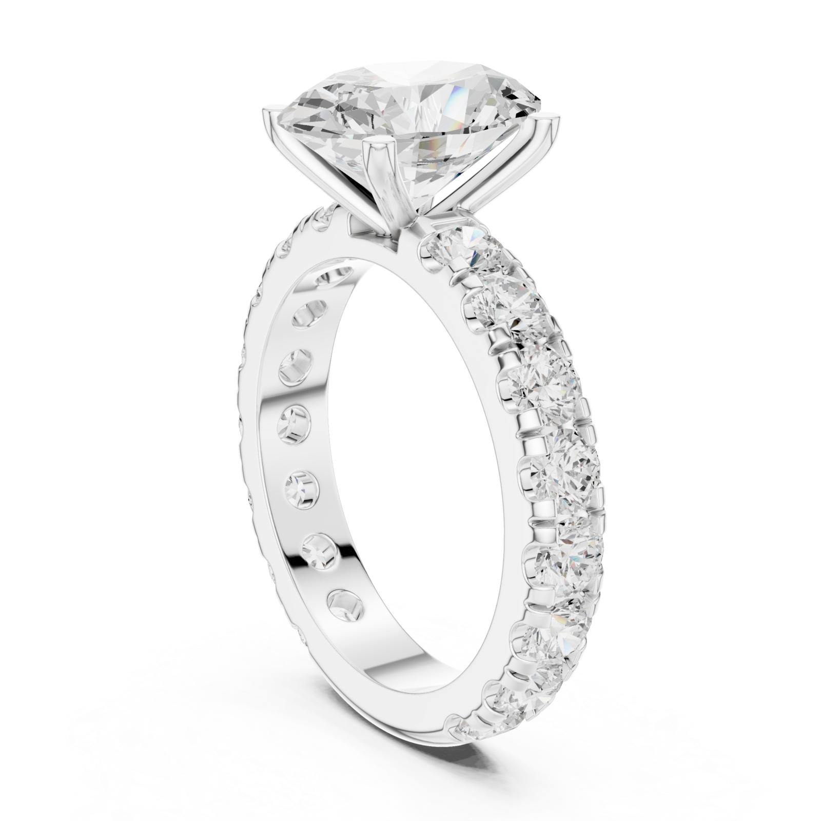  White Gold Pure Embrace Elegant Solitaire Ring Left View