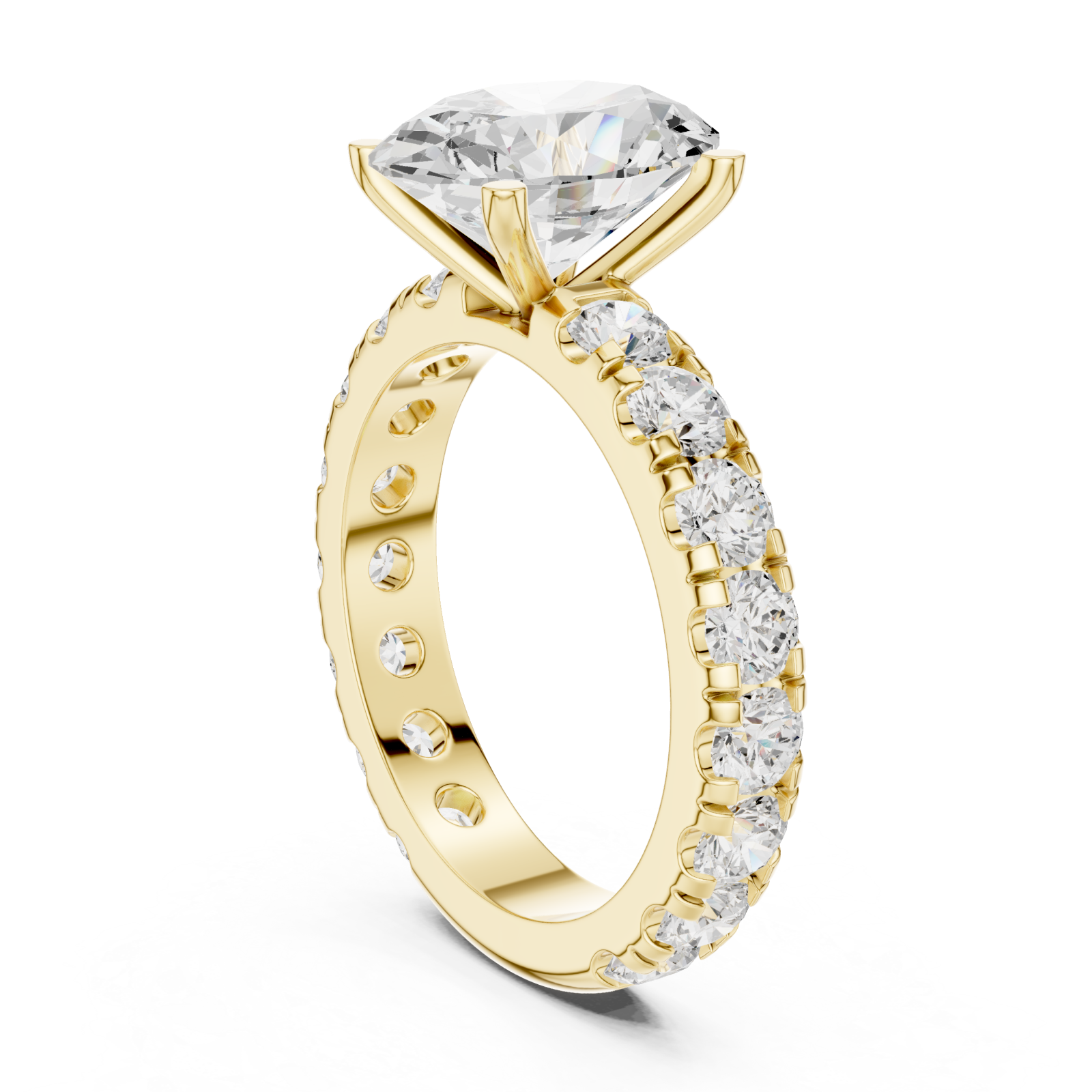  Gold Pure Embrace Elegant Solitaire Ring Left View