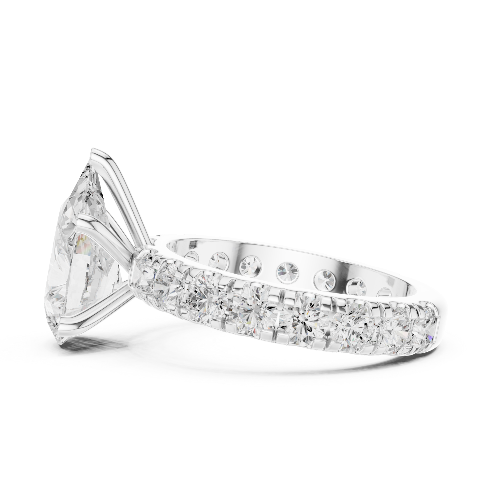  White Gold Celestial Embrace Statement Crown Ring Side View