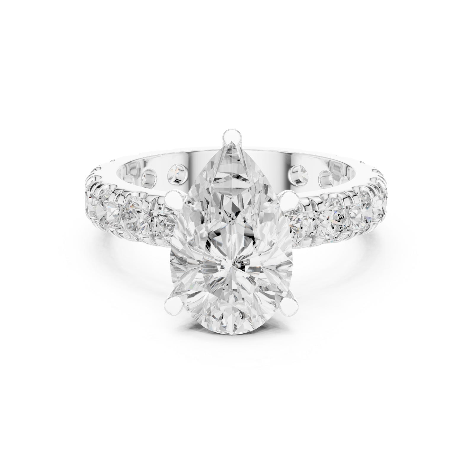  White Gold Celestial Embrace Statement Crown Ring Front View