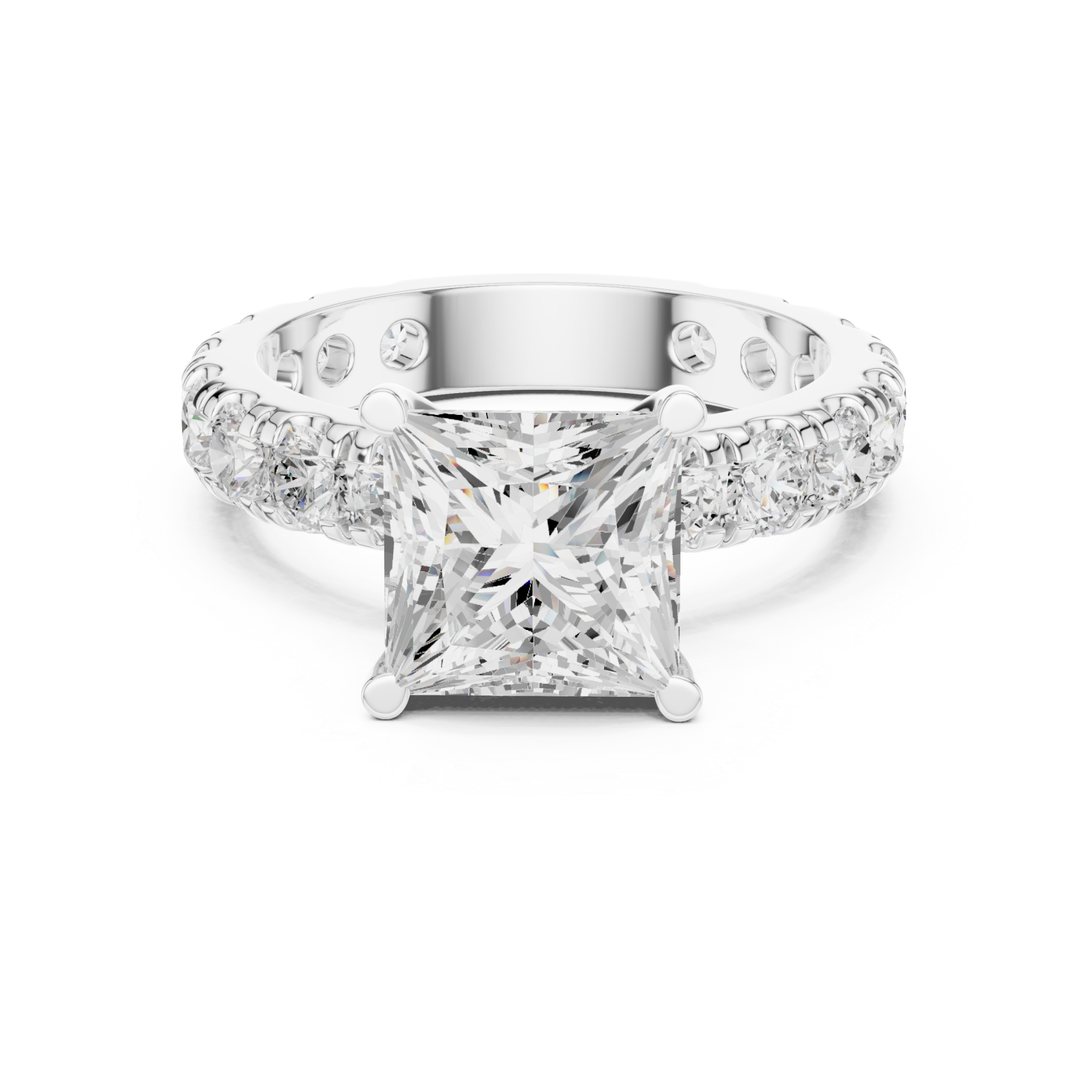  White Gold Sculpted Aura Regal Band Front View