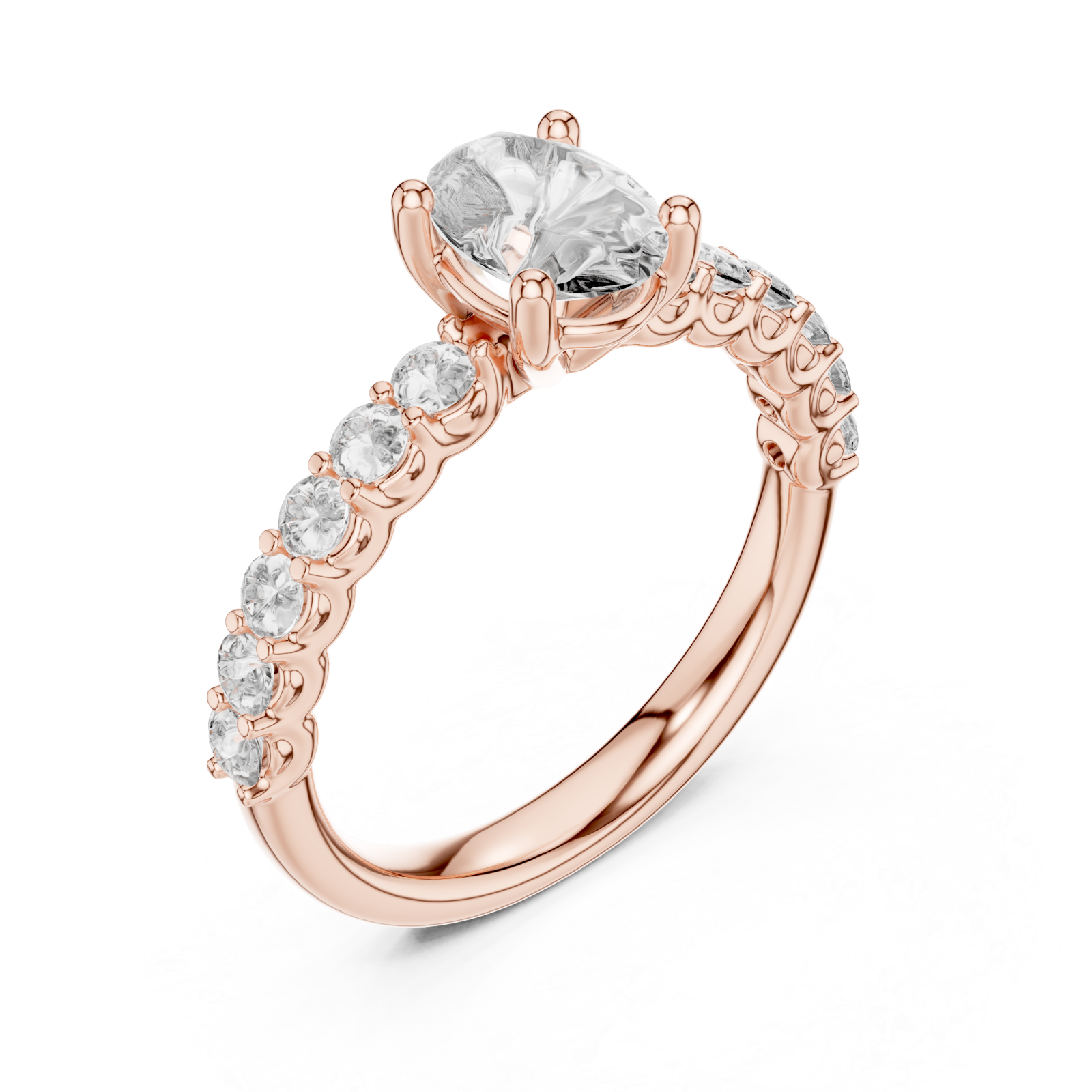 Rose Gold Gentle Cascade Harmony Setting Ring Right View