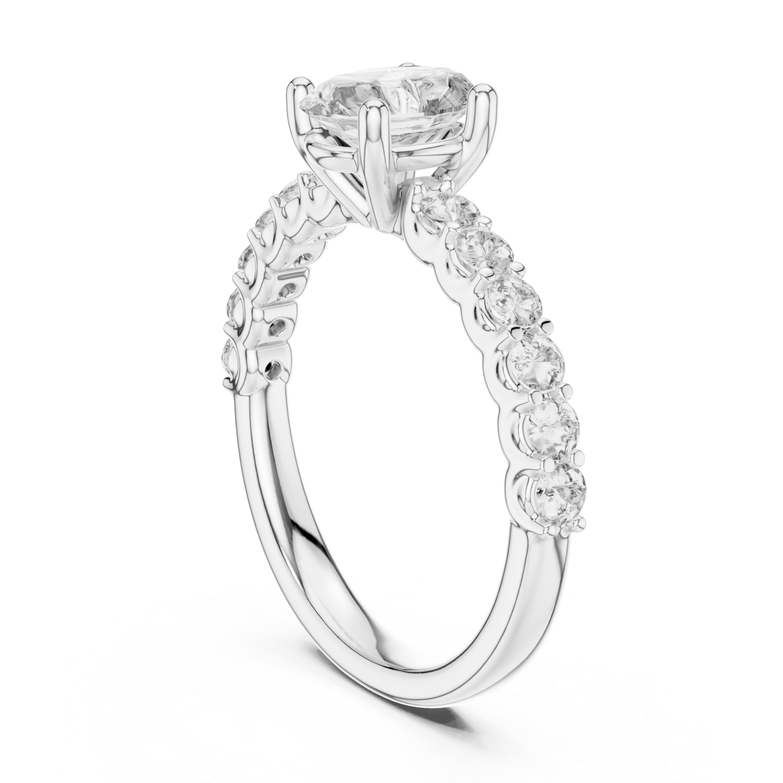  White Gold Gentle Cascade Harmony Setting Ring Left View