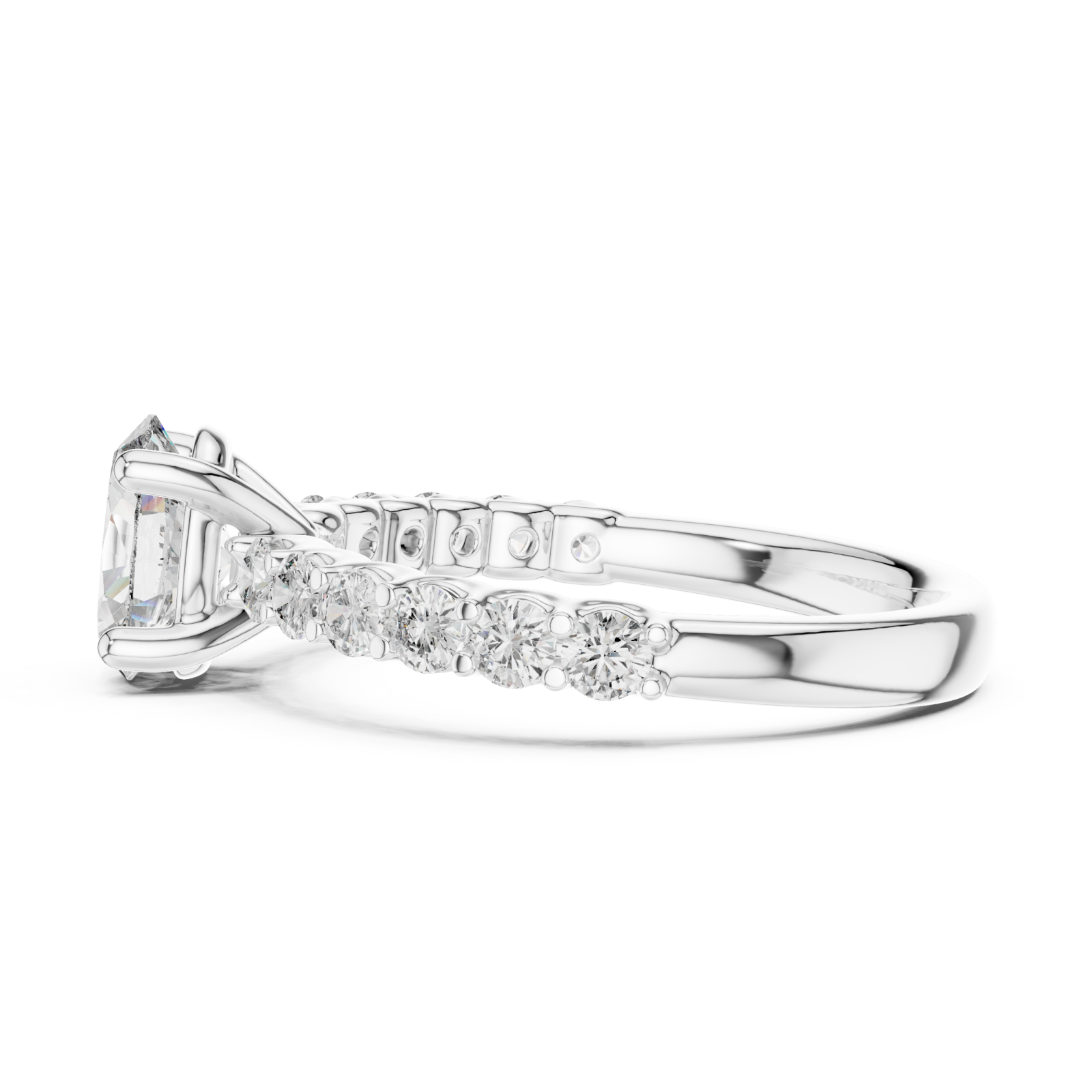  White Gold Gentle Cascade Harmony Setting Ring Side View