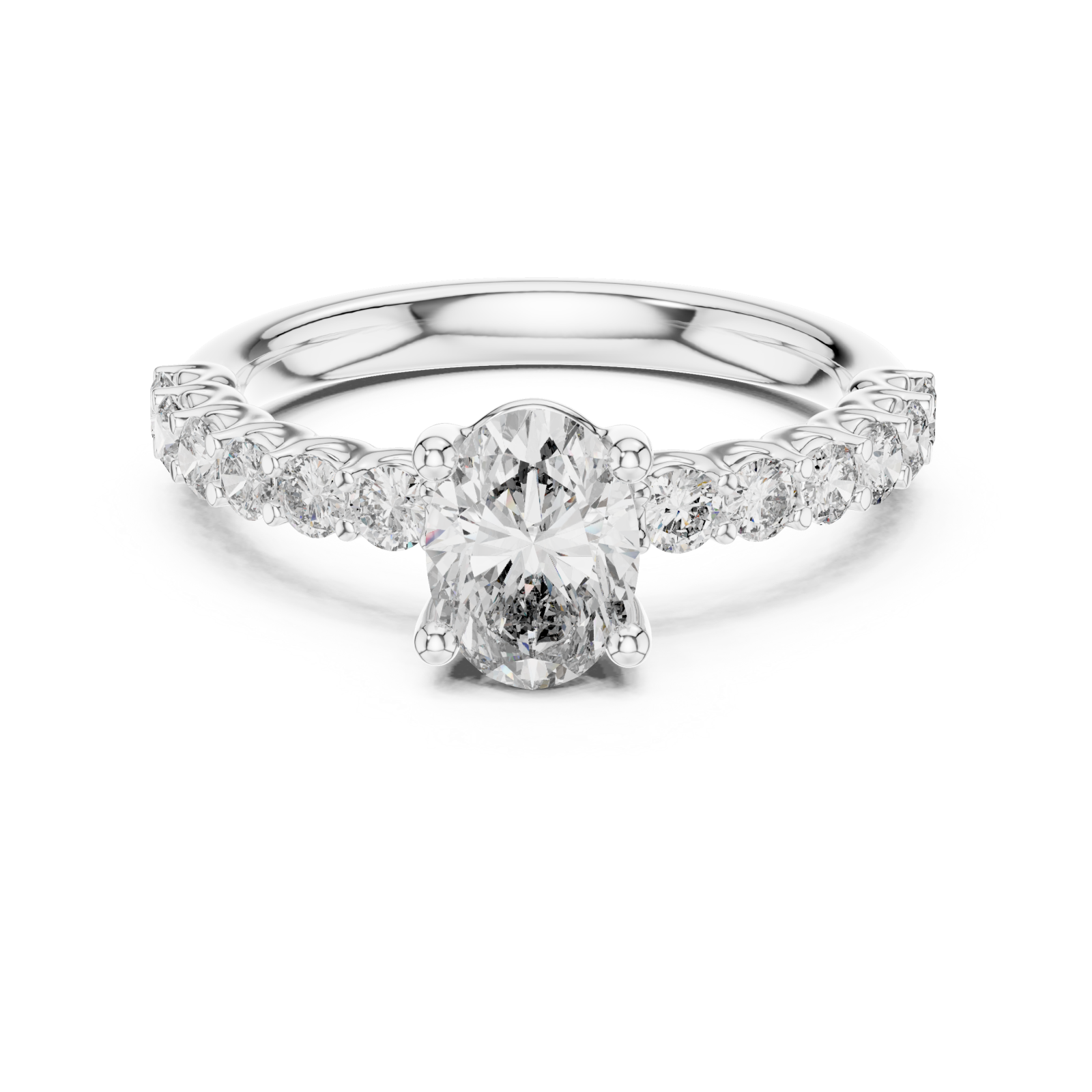  White Gold Gentle Cascade Harmony Setting Ring Front View