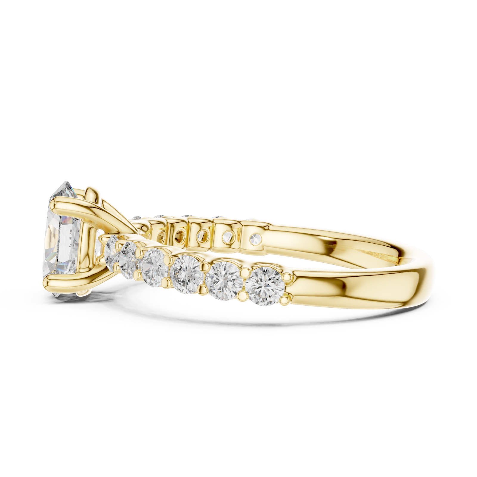  Gold Gentle Cascade Harmony Setting Ring Side View