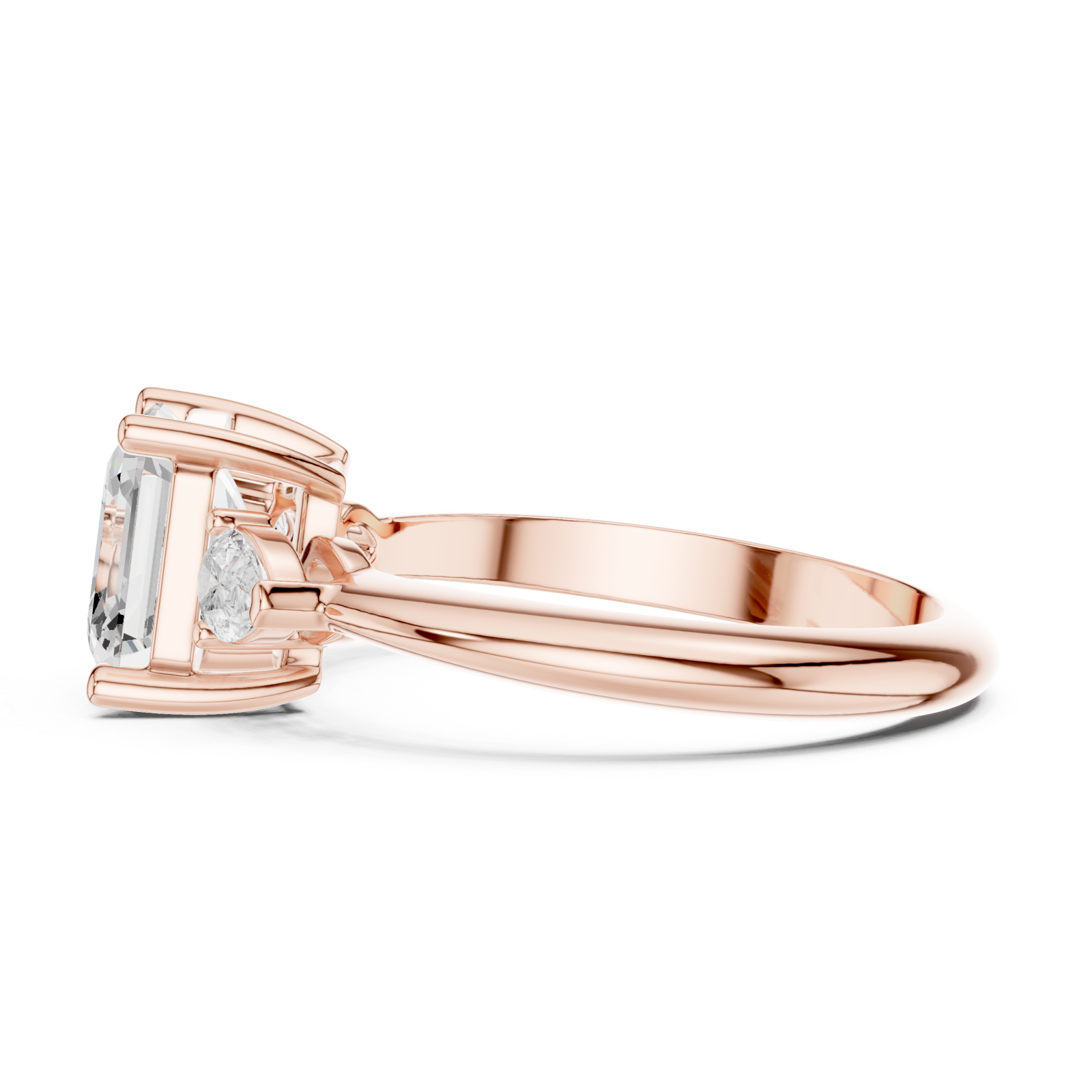  Rose Gold Sculpted Grace Two-Stone Ring Side View