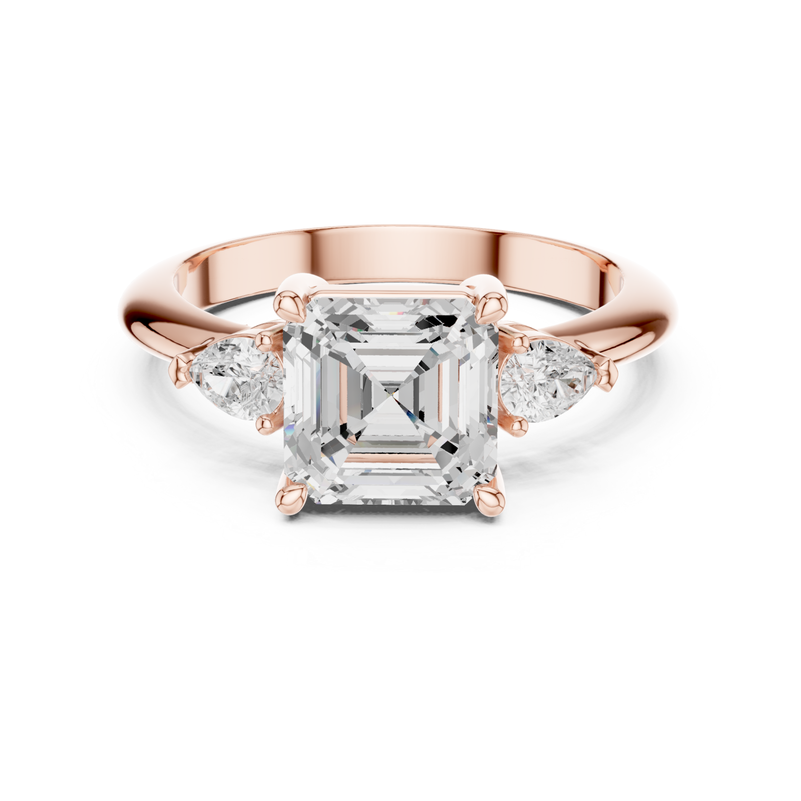  Rose Gold Sculpted Grace Two-Stone Ring Front View