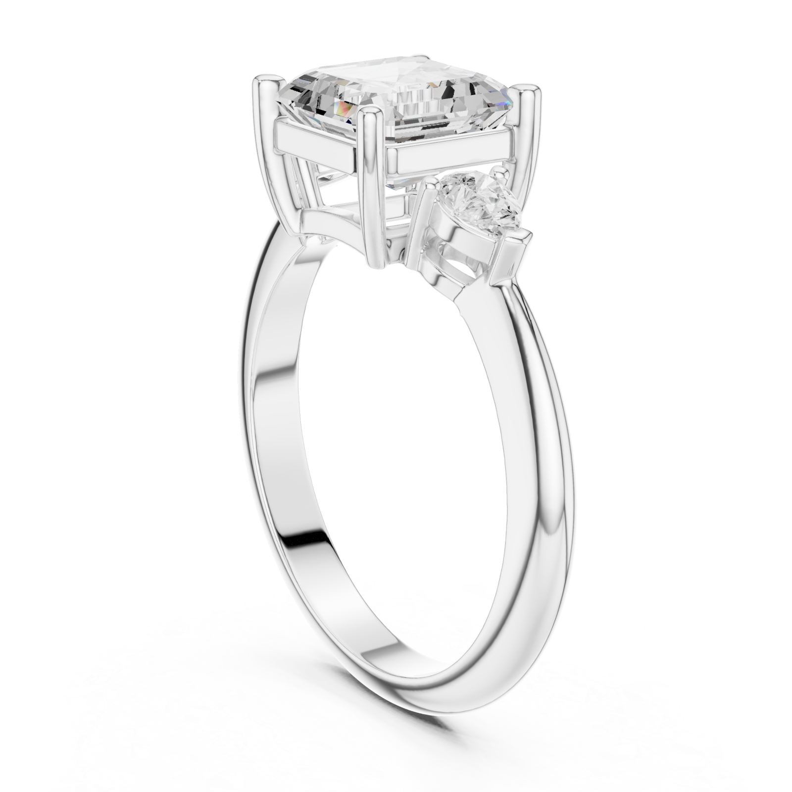  White Gold Sculpted Grace Two-Stone Ring Left View