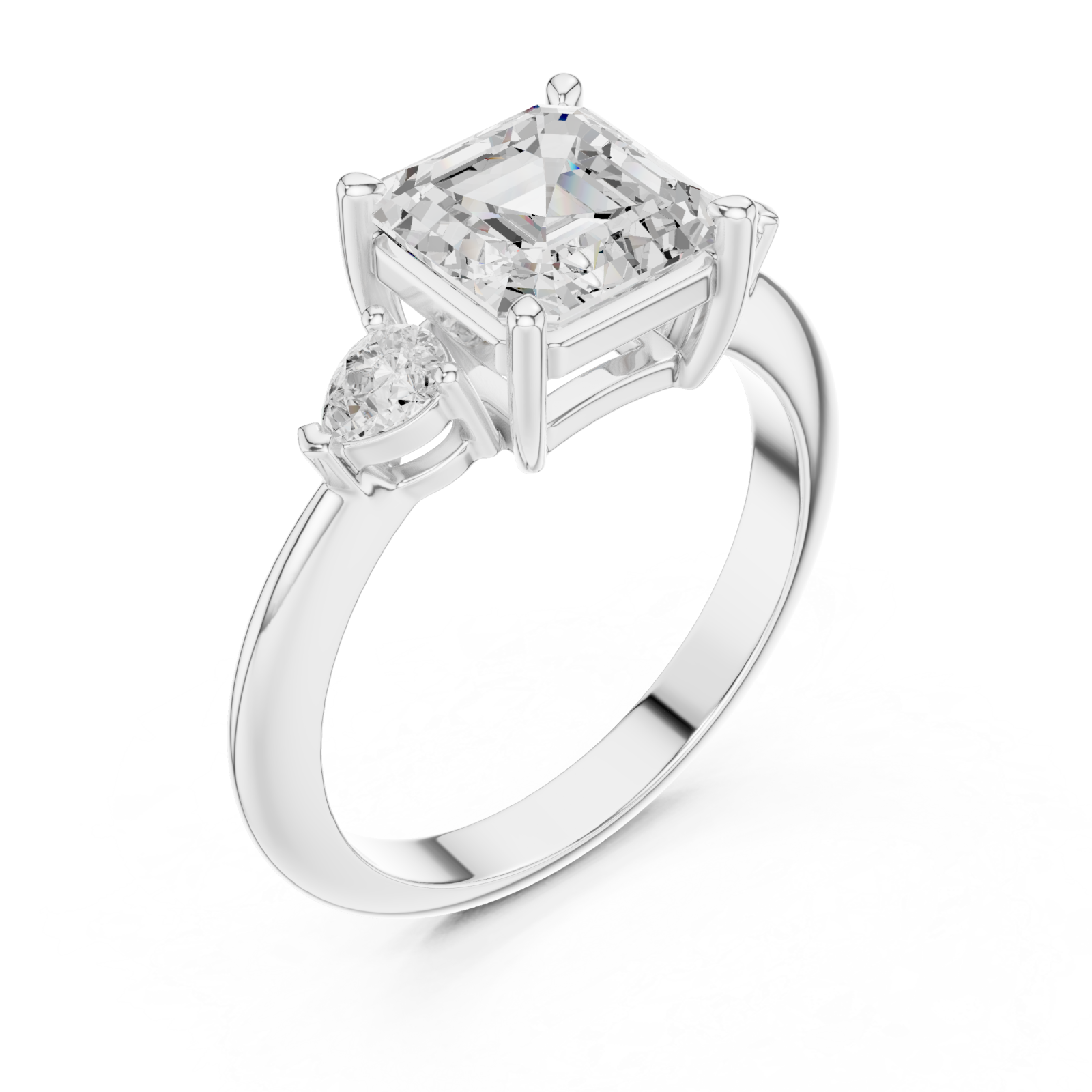  White Gold Sculpted Grace Two-Stone Ring Right View