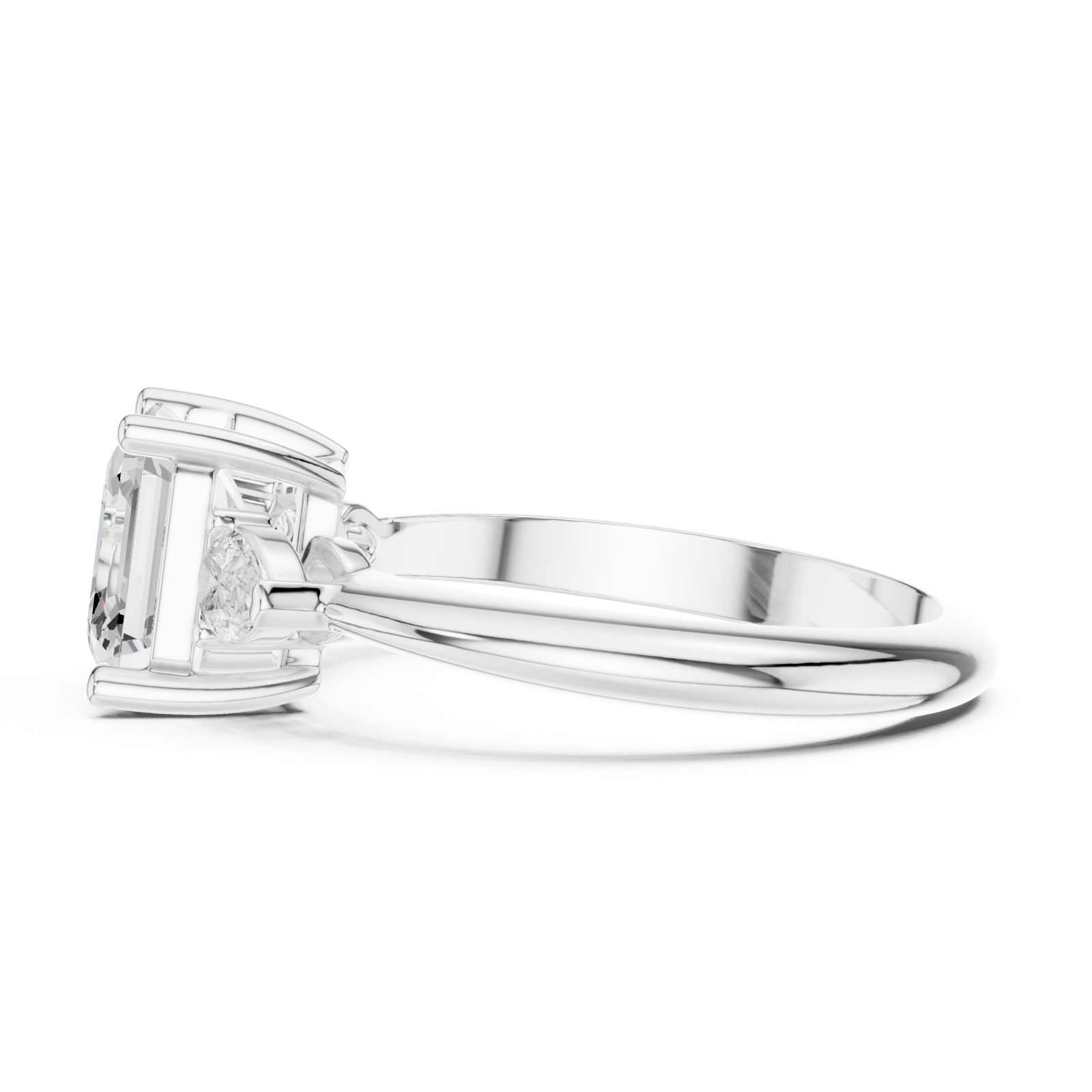  White Gold Sculpted Grace Two-Stone Ring Side View