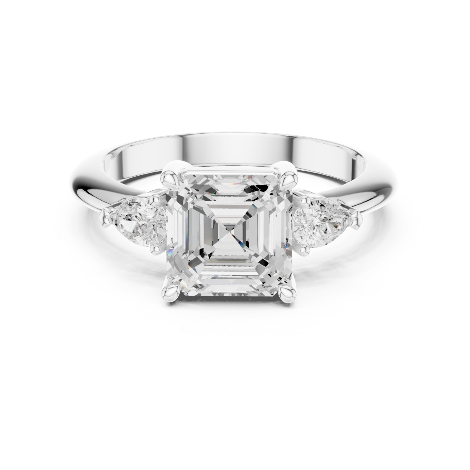  White Gold Sculpted Grace Two-Stone Ring Front View