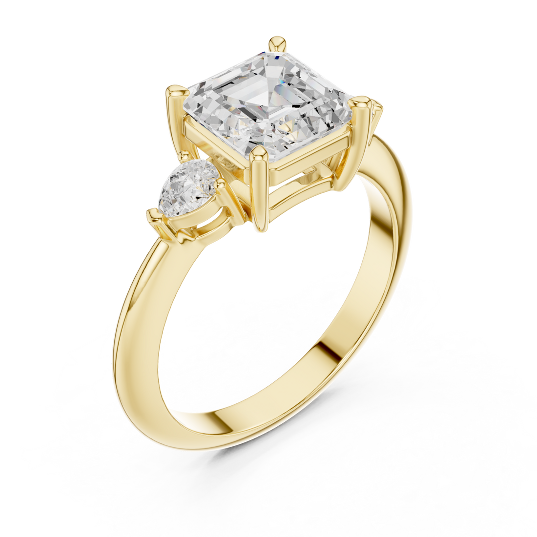 Gold Sculpted Grace Two-Stone Ring Right View