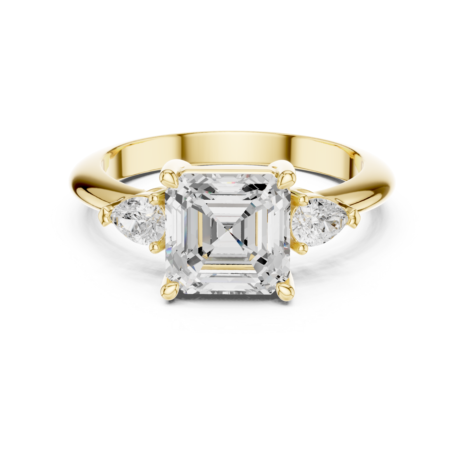  Gold Sculpted Grace Two-Stone Ring Front View