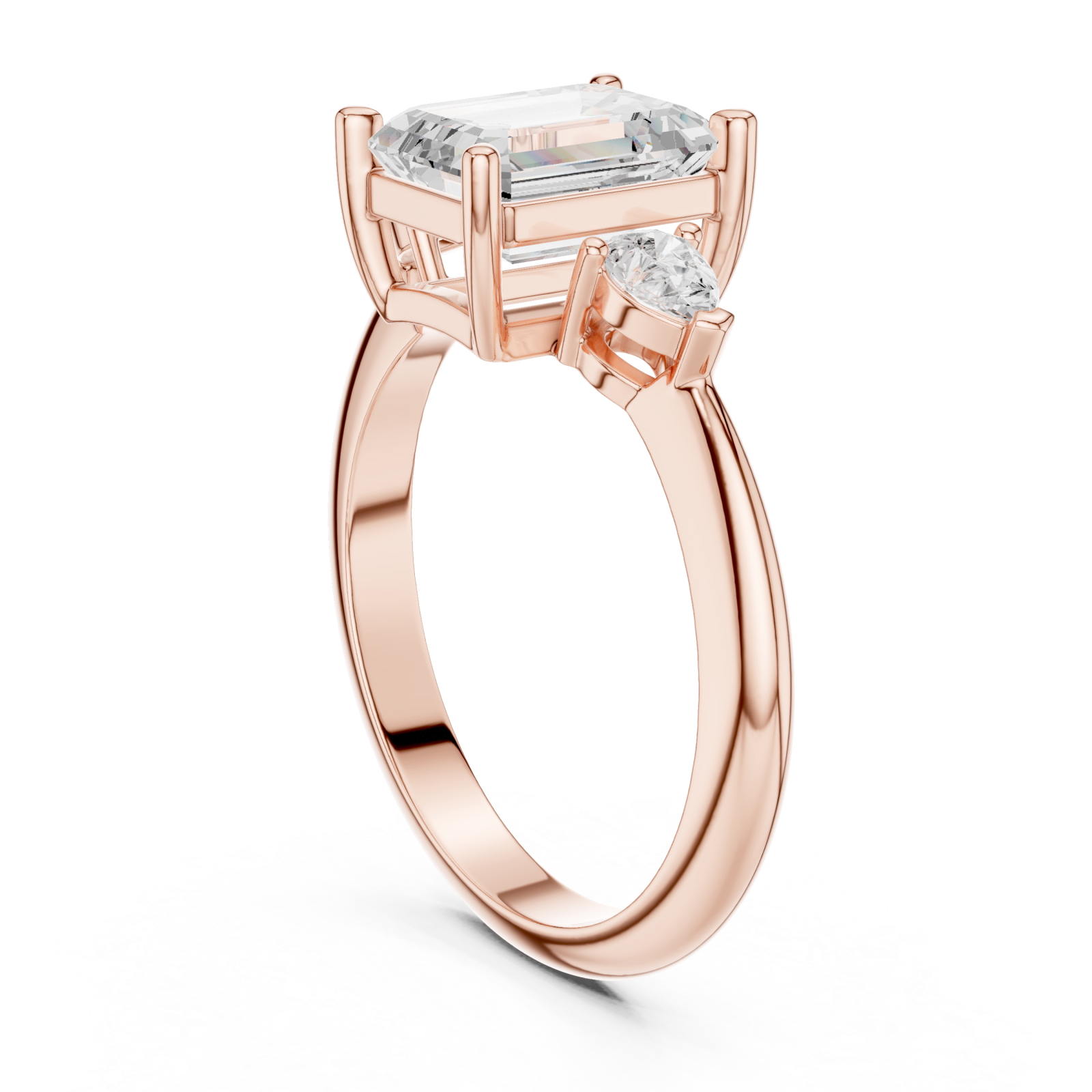  Rose Gold Aurora Whisper Triple Accent Ring Left View