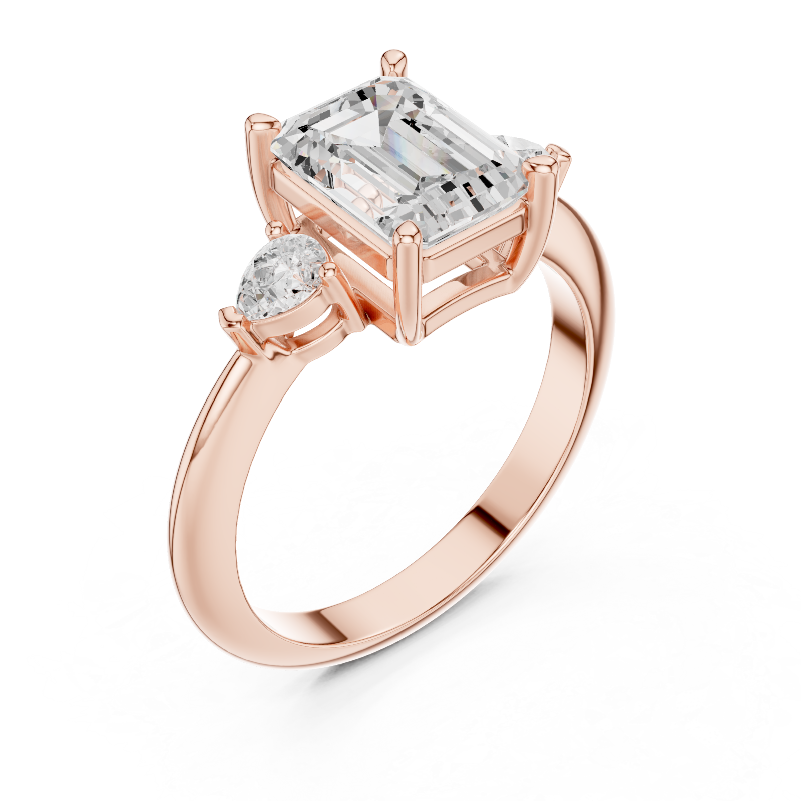  Rose Gold Aurora Whisper Triple Accent Ring Right View